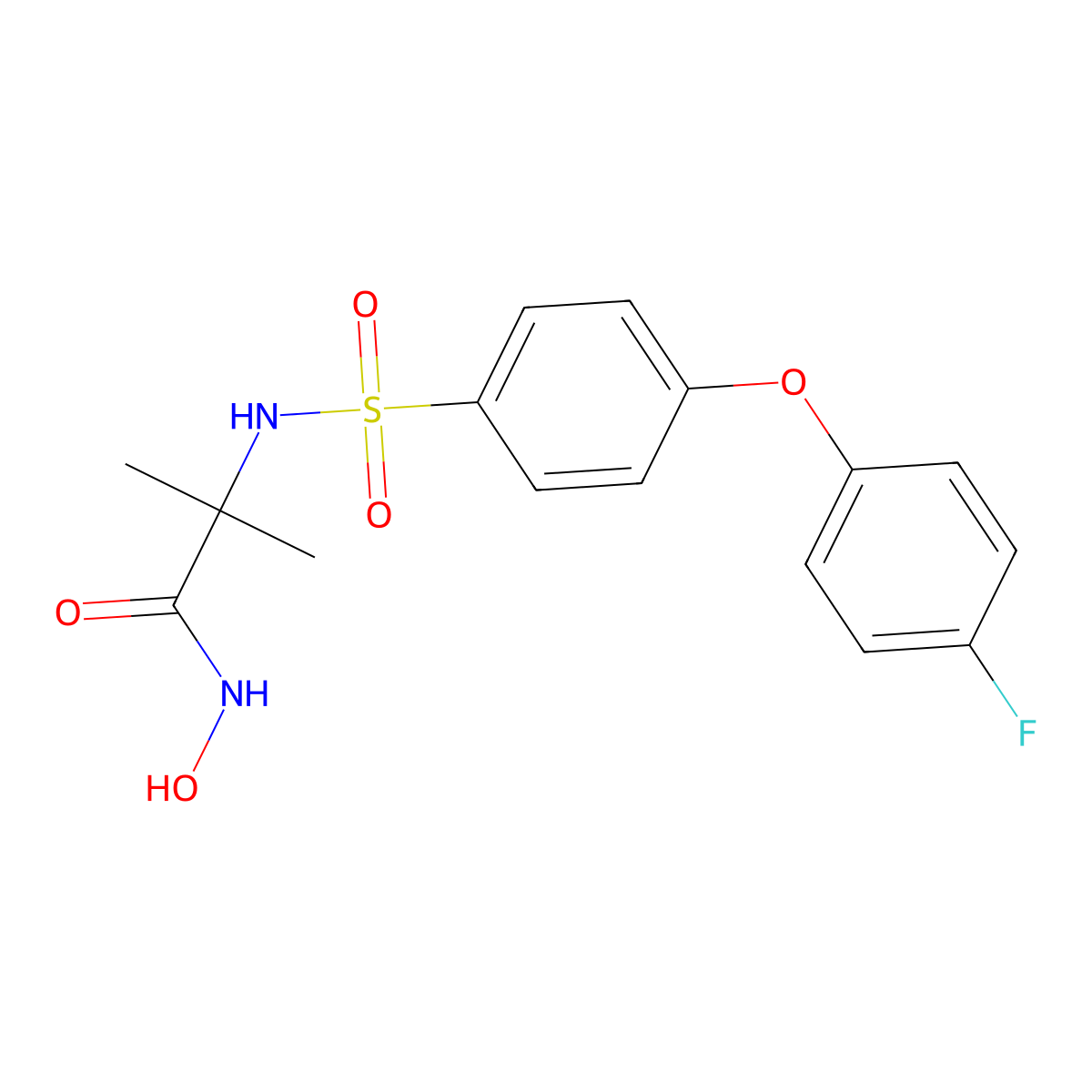 2-(((4-(4-Fluorophenoxy)phenyl)sulfonyl)amino)-N-hydrox y-2-methylpropanamide molecular structure, CAS 210755-45-6