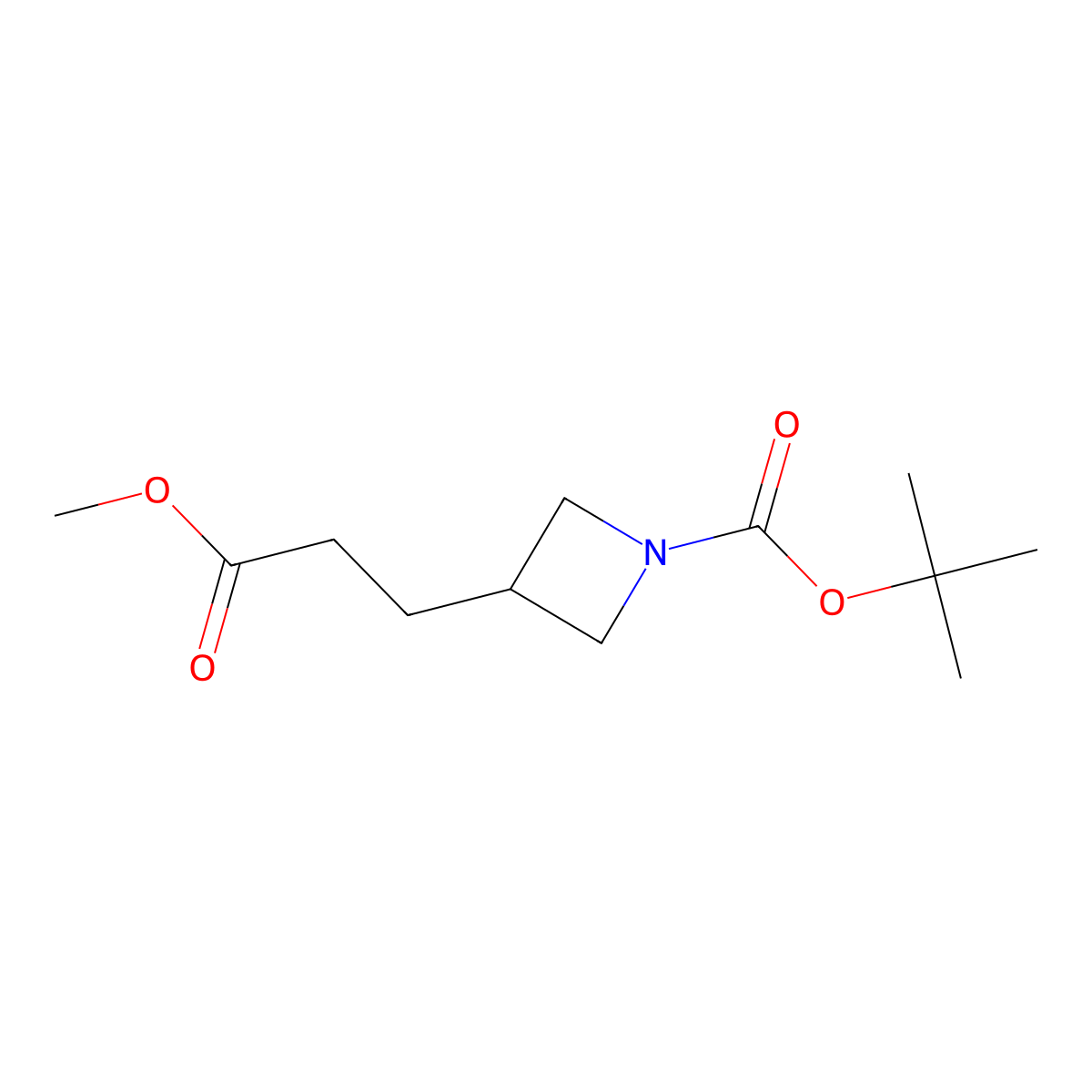 Tert-butyl 3-(3-methoxy-3-oxopropyl)azetidine-1-carboxylate molecular structure, CAS 2107558-00-7