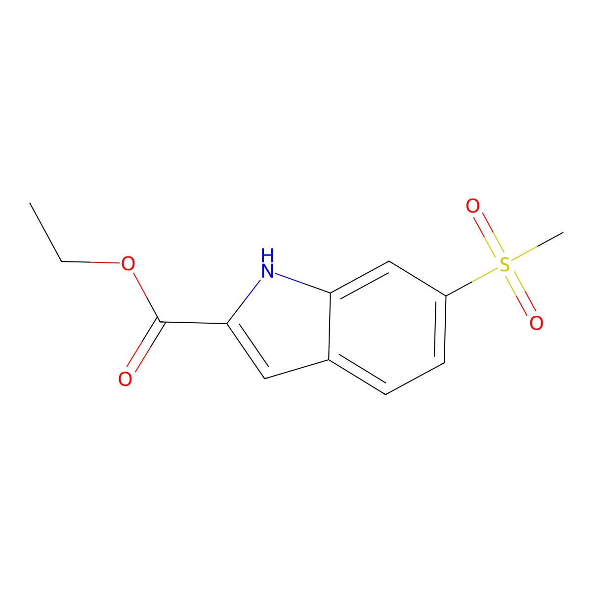 ethyl 6-methylsulfonyl-1H-indole-2-carboxylate molecular structure, CAS 2107567-93-9