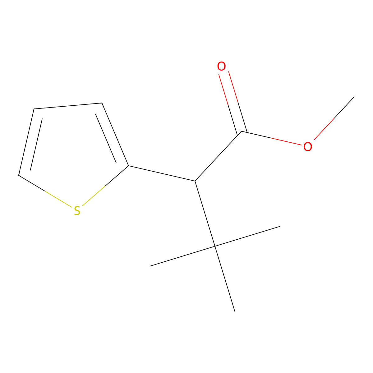 Methyl 3,3-dimethyl-2-(thiophen-2-yl)butanoate molecular structure, CAS 2107607-67-8