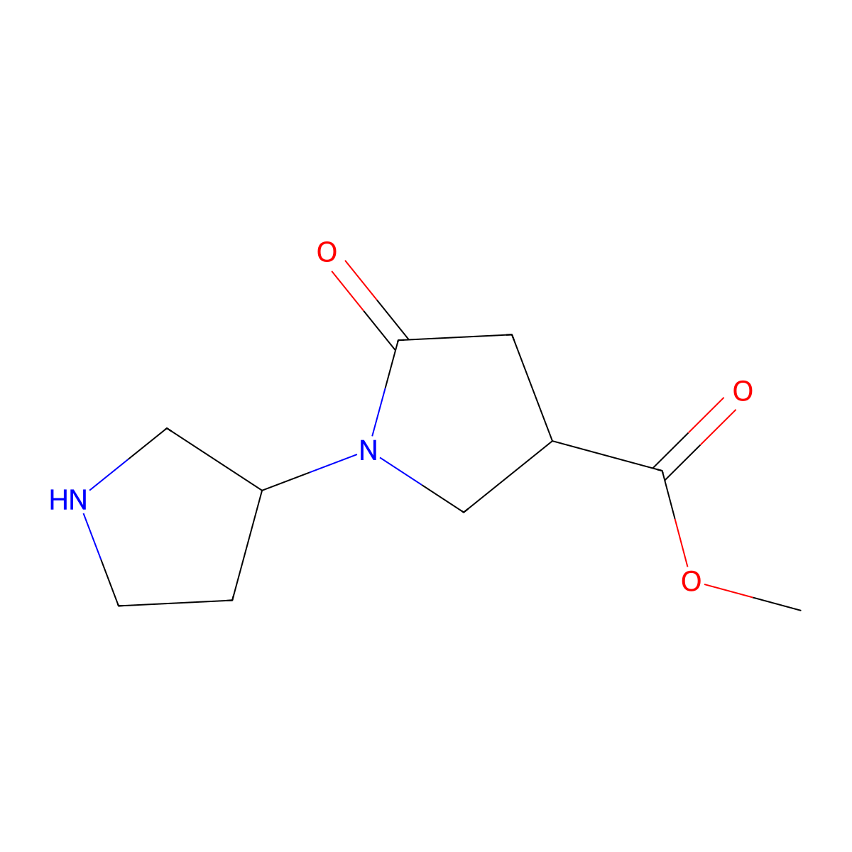 Methyl 5-oxo-1-(pyrrolidin-3-yl)pyrrolidine-3-carboxylate molecular structure, CAS 2107638-52-6