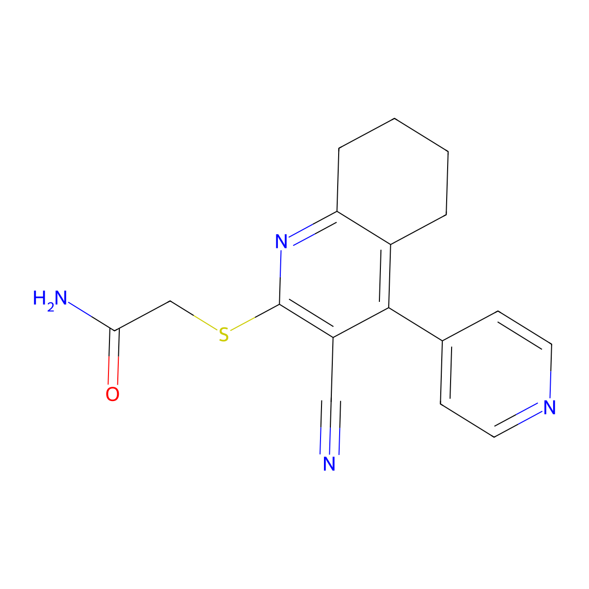 2-{[3-Cyano-4-(pyridin-4-yl)-5,6,7,8-tetrahydroquinolin-2-yl]sulfanyl}acetamide molecular structure, CAS 210766-89-5