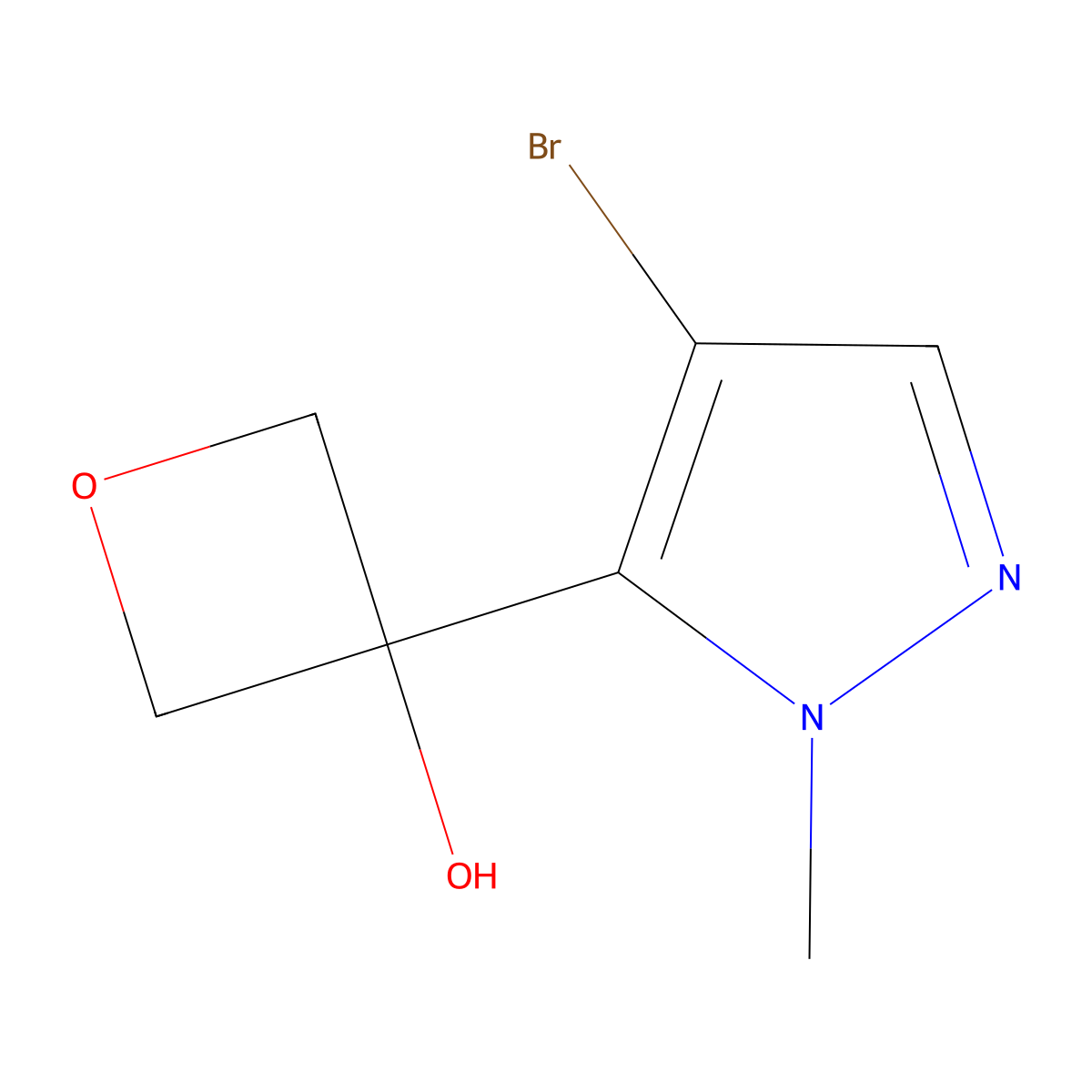 3-(4-bromo-1-methyl-1H-pyrazol-5-yl)oxetan-3-ol molecular structure, CAS 2107677-04-1