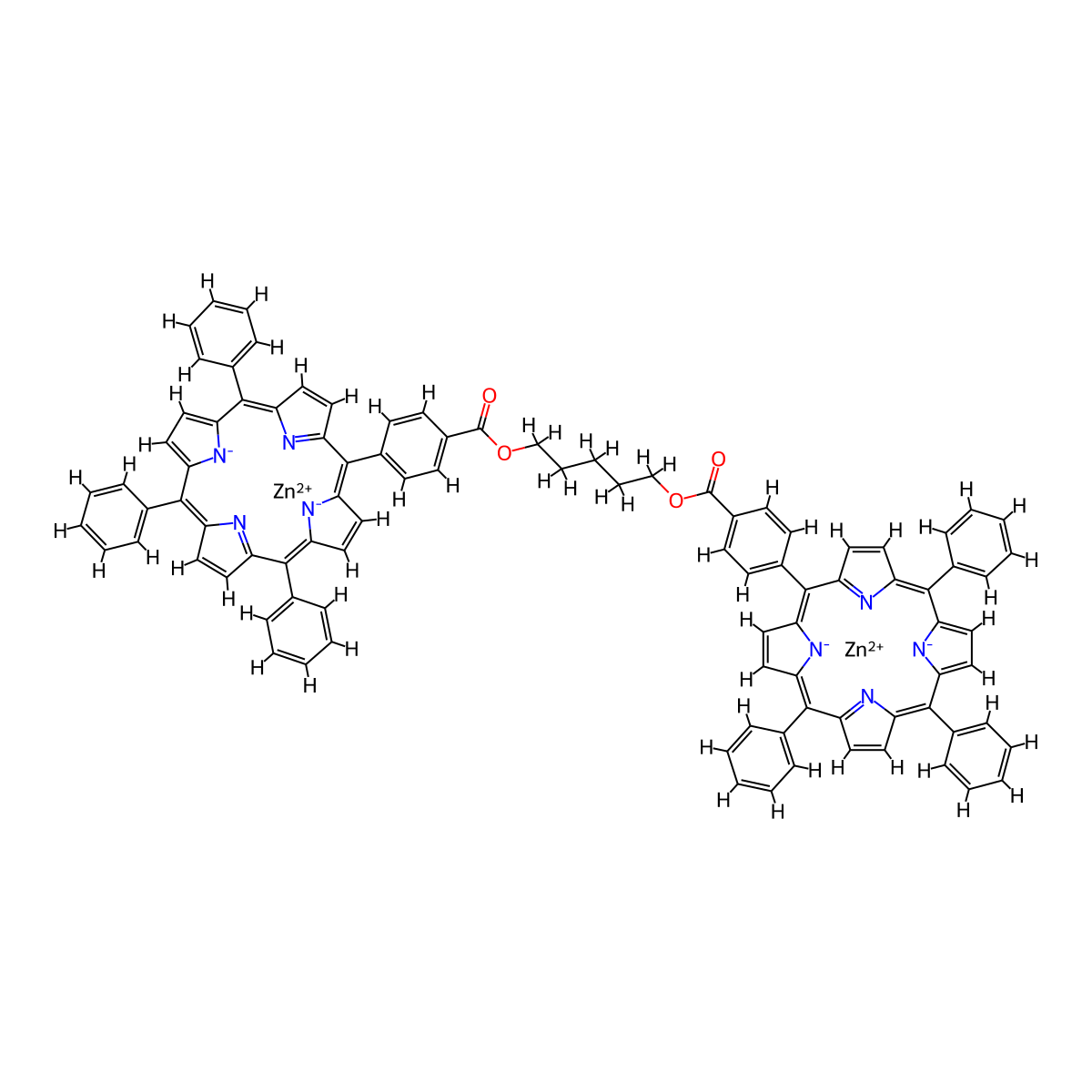 Pentamethylene Bis[4-(10,15,20-triphenylporphin-5-yl)benzoate]dizinc(II) molecular structure, CAS 210769-64-5