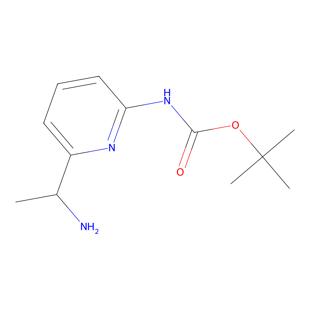 tert-butyl N-[6-(1-aminoethyl)pyridin-2-yl]carbamate molecular structure, CAS 2107693-40-1
