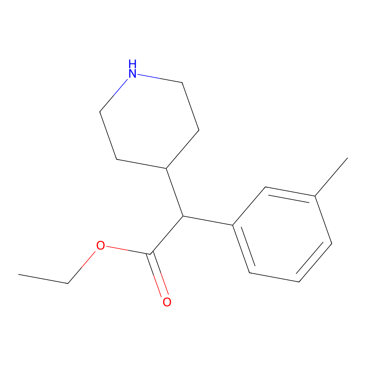 Ethyl 2-(3-methylphenyl)-2-(piperidin-4-yl)acetate molecular structure, CAS 2107701-91-5