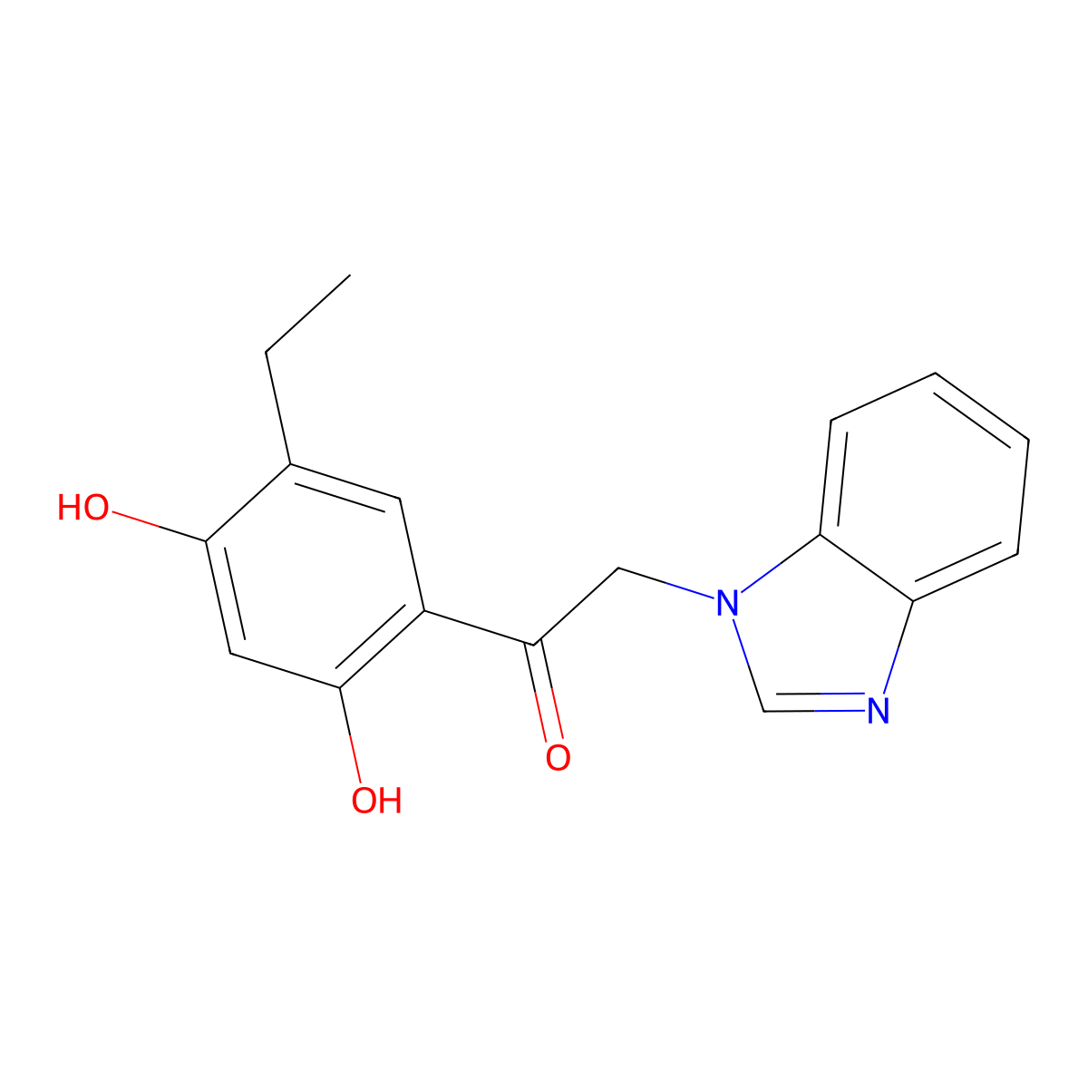 2-(Benzimidazol-1-yl)-1-(5-ethyl-2,4-dihydroxyphenyl)ethanone molecular structure, CAS 210774-08-6