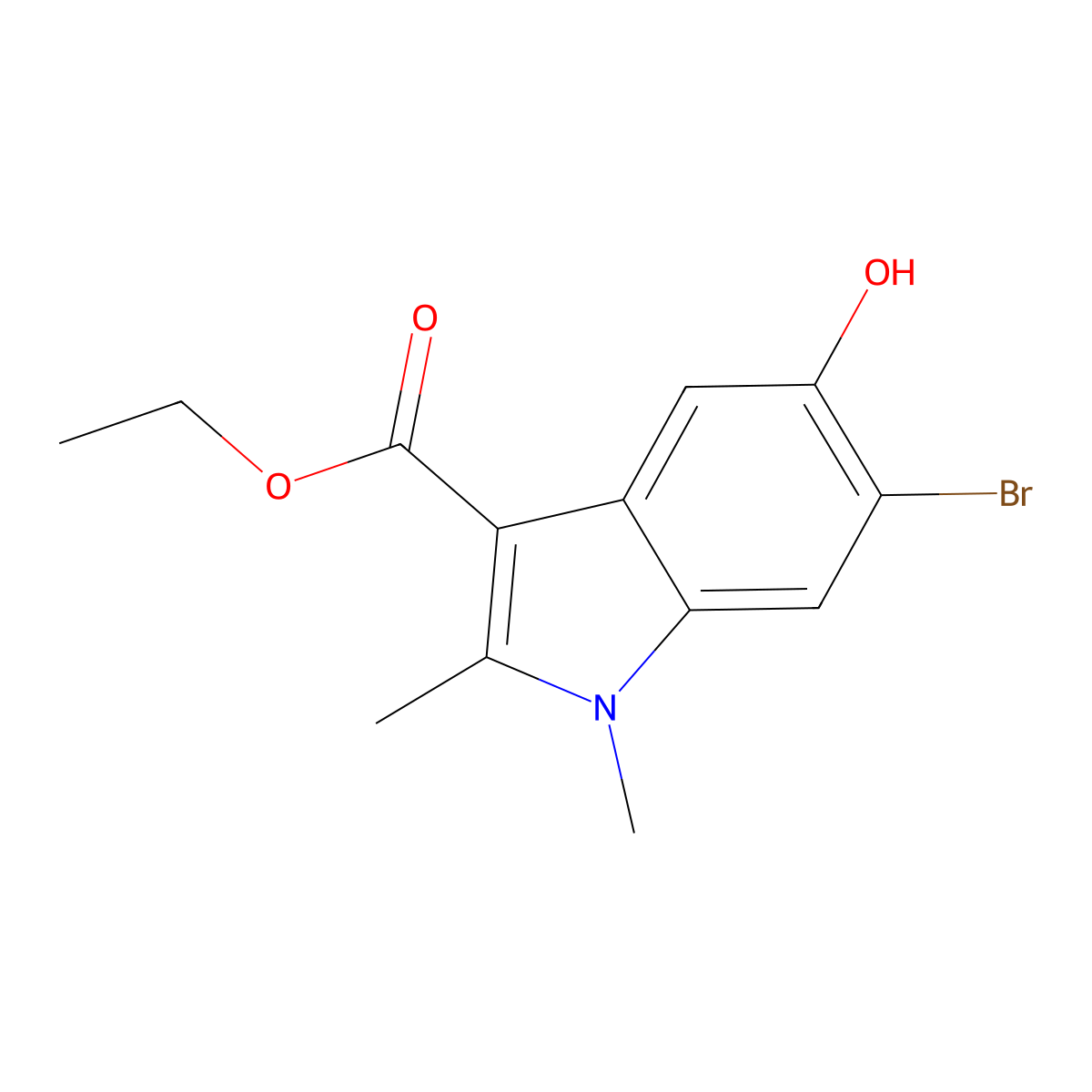 ethyl 6-bromo-5-hydroxy-1,2-dimethyl-1H-indole-3-carboxylate molecular structure, CAS 2107765-51-3
