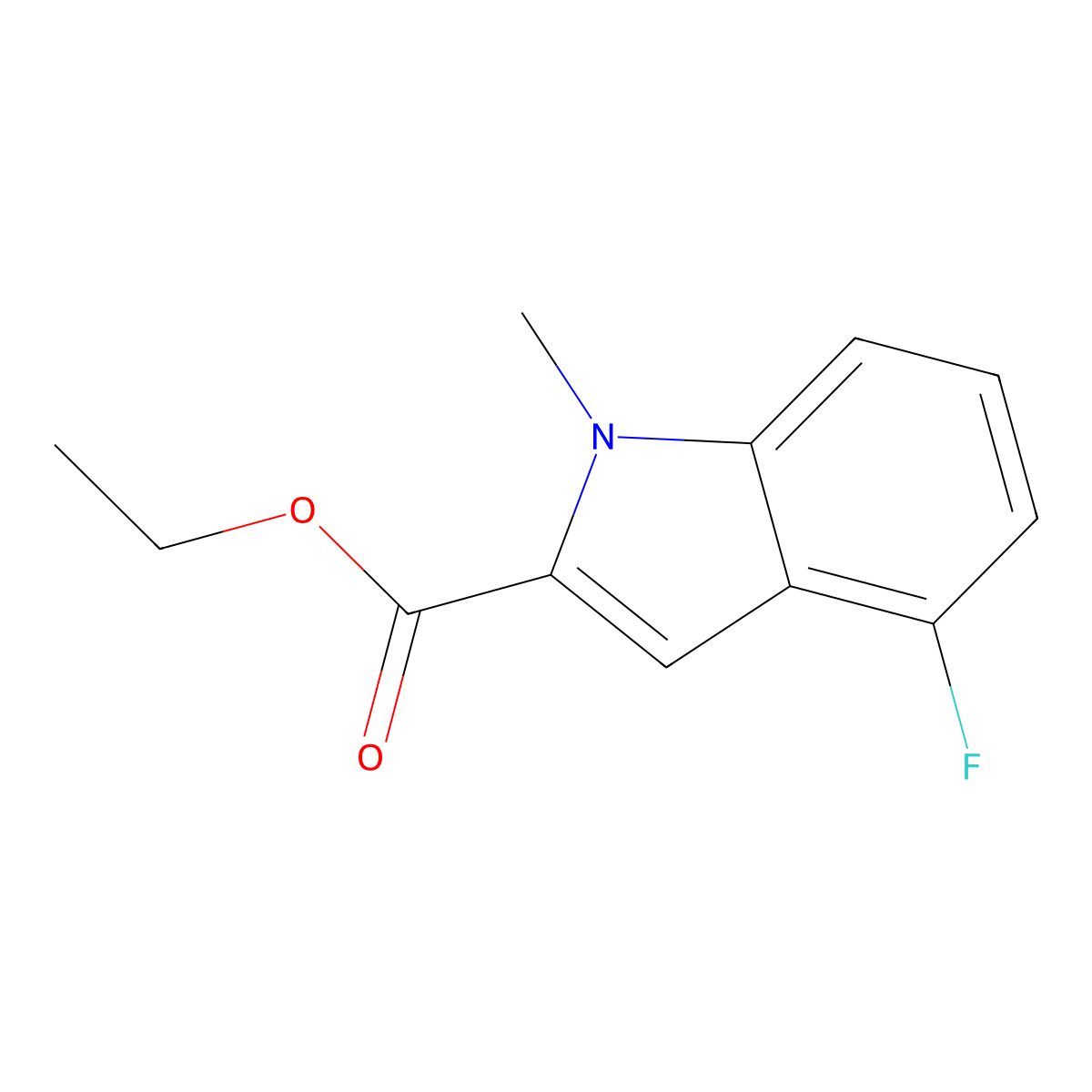 Ethyl 4-fluoro-1-methyl-1H-indole-2-carboxylate molecular structure, CAS 2107768-26-1