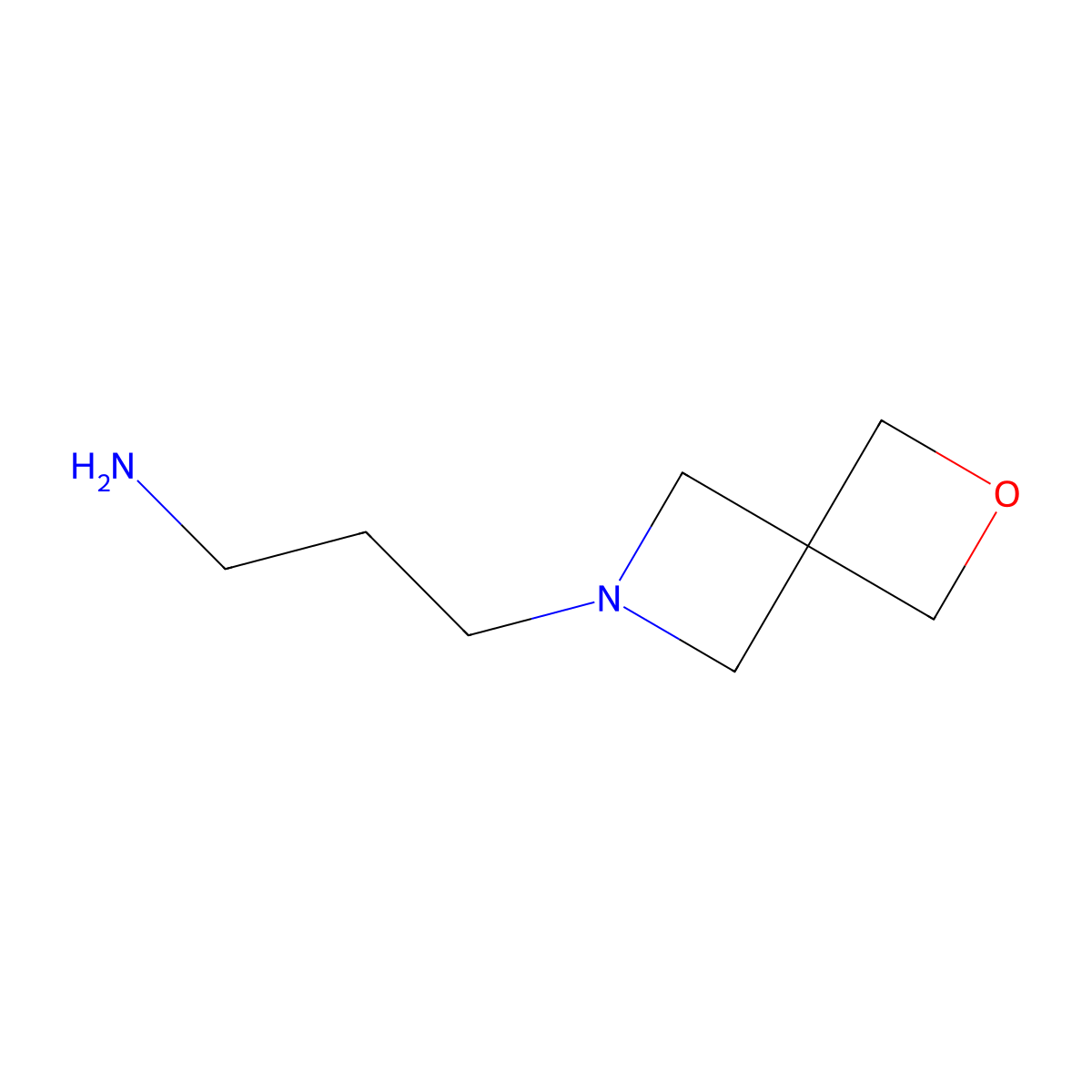 3-{2-Oxa-6-azaspiro[3.3]heptan-6-yl}propan-1-amine molecular structure, CAS 2107777-71-7