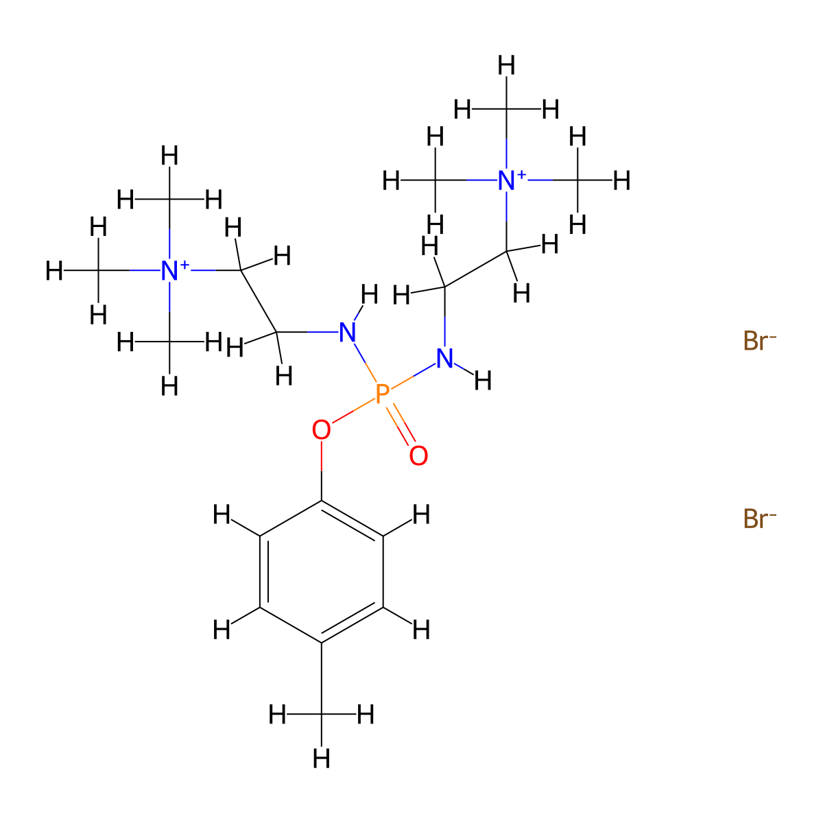 Ammonium, (phosphinicobis(iminoethylene))bis(trimethyl-, dibromide, p-tolyl ester molecular structure, CAS 21078-11-5