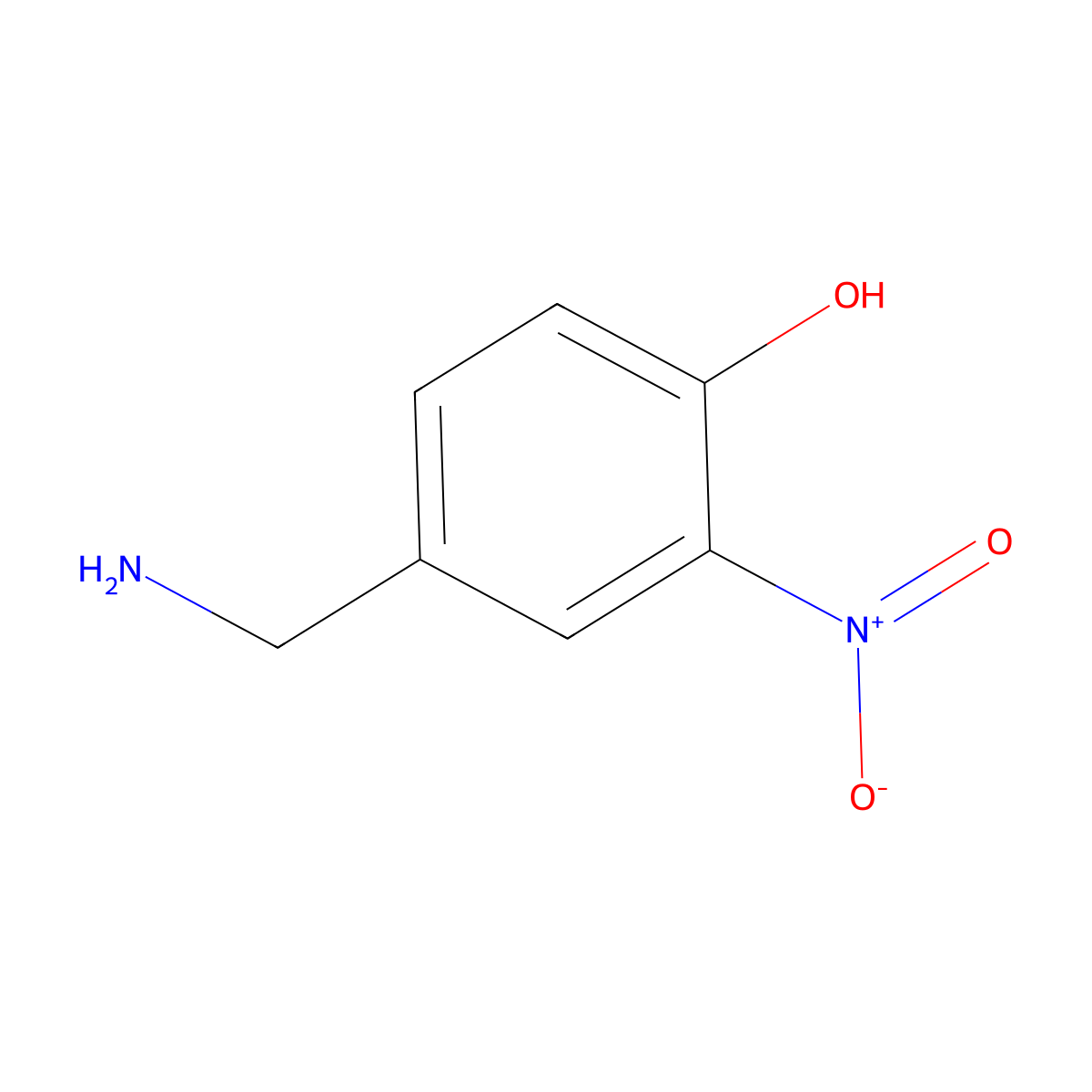 4-Hydroxy-3-nitrobenzylamine molecular structure, CAS 21078-47-7