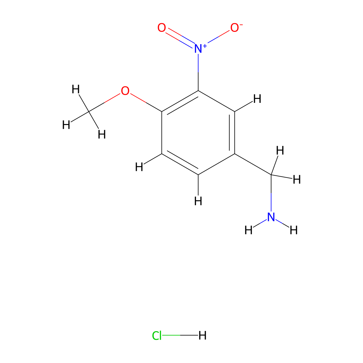 (4-Methoxy-3-nitrophenyl)methanamine hydrochloride molecular structure, CAS 21078-48-8