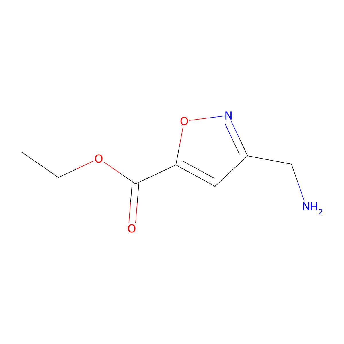 Ethyl 3-(aminomethyl)-1,2-oxazole-5-carboxylate molecular structure, CAS 2107845-32-7