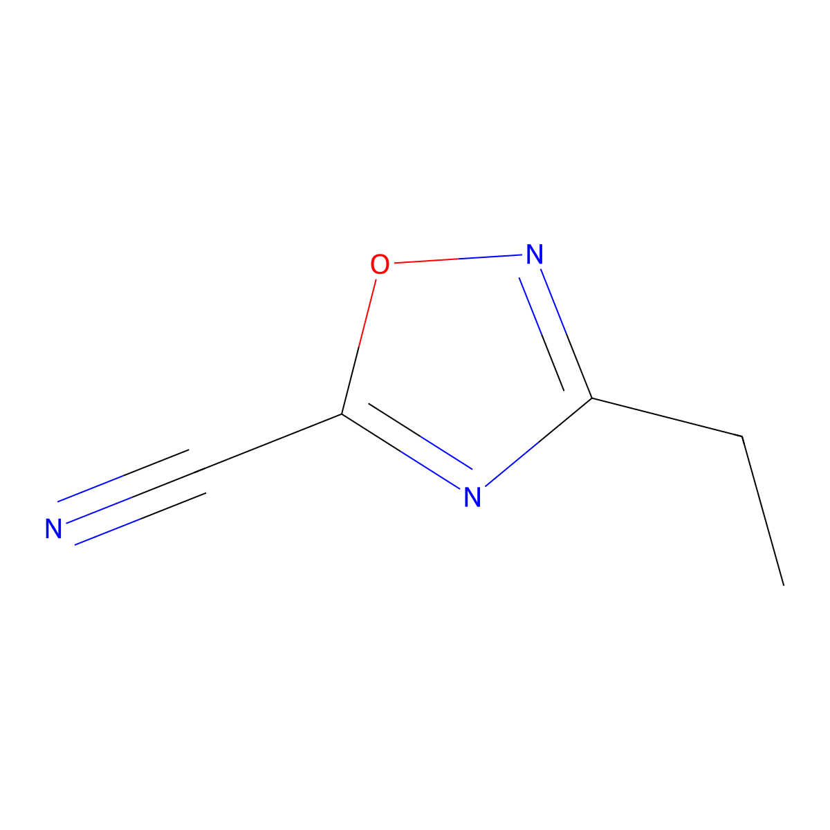 3-Ethyl-1,2,4-oxadiazole-5-carbonitrile molecular structure, CAS 2107849-26-1