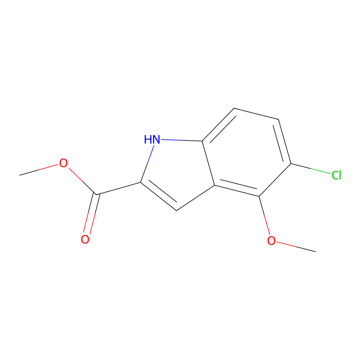 methyl 5-chloro-4-methoxy-1H-indole-2-carboxylate molecular structure, CAS 2107869-30-5