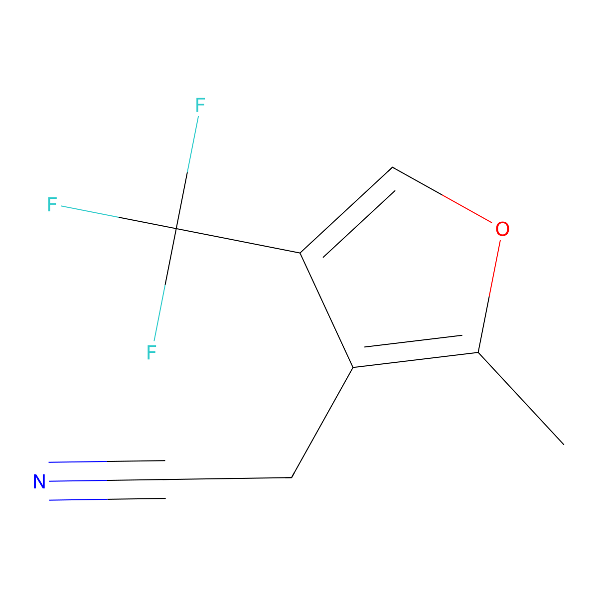 2-[2-Methyl-4-(trifluoromethyl)furan-3-yl]acetonitrile molecular structure, CAS 2107921-28-6