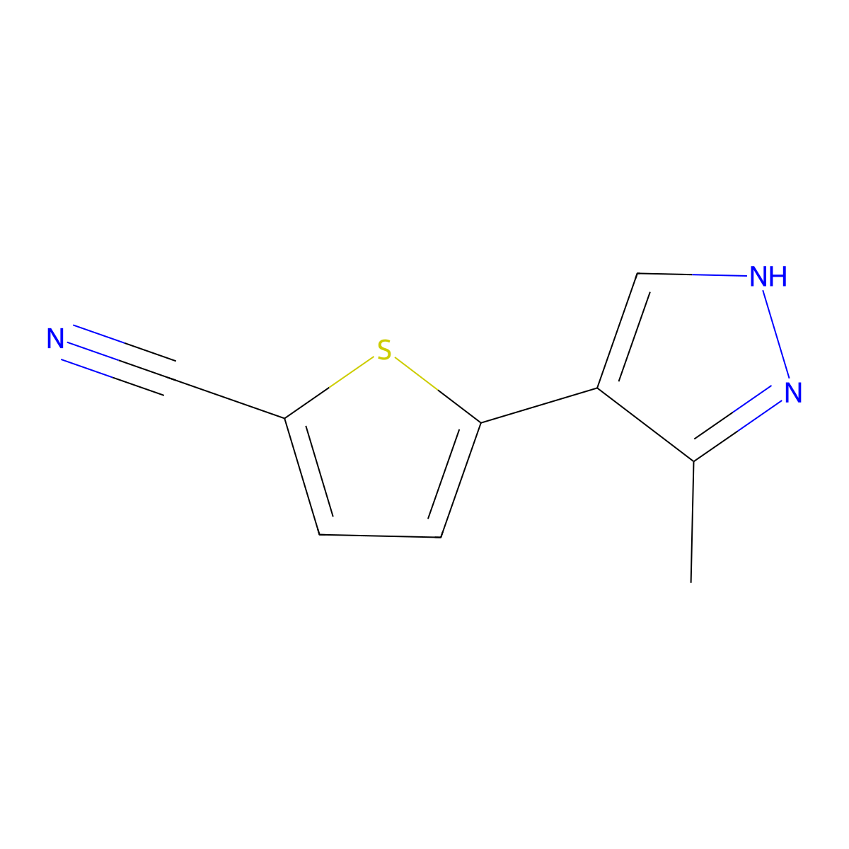 5-(3-methyl-1H-pyrazol-4-yl)thiophene-2-carbonitrile molecular structure, CAS 2107924-77-4
