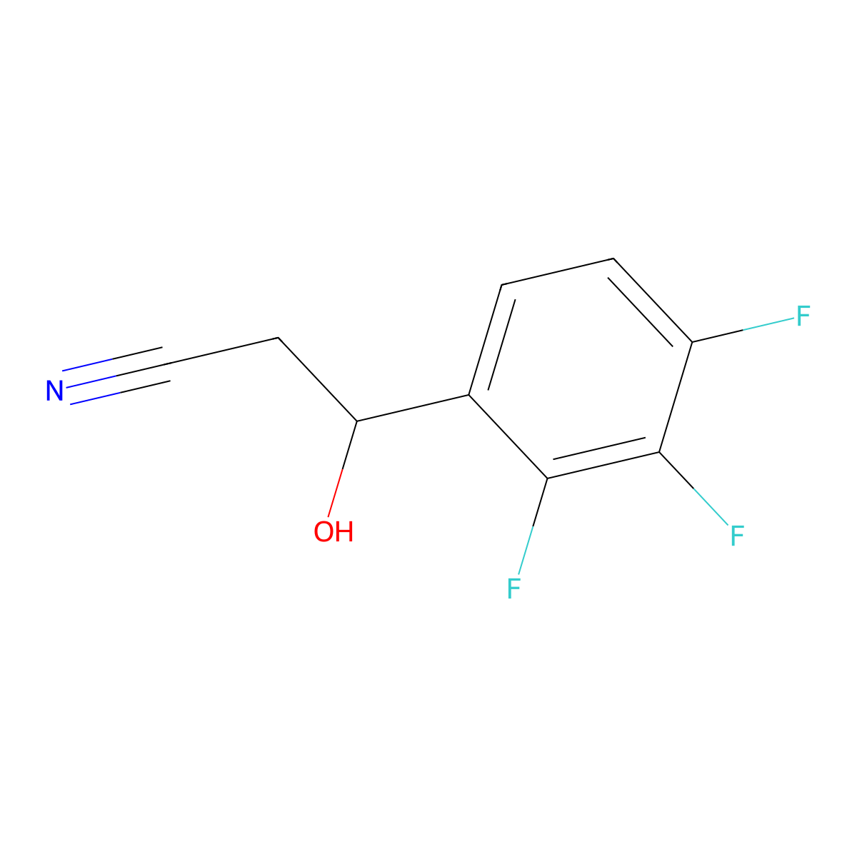 3-Hydroxy-3-(2,3,4-trifluorophenyl)propanenitrile molecular structure, CAS 2107941-61-5