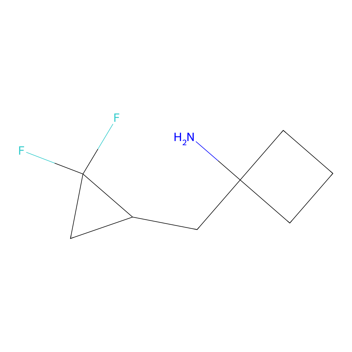 1-[(2,2-Difluorocyclopropyl)methyl]cyclobutan-1-amine molecular structure, CAS 2107990-05-4
