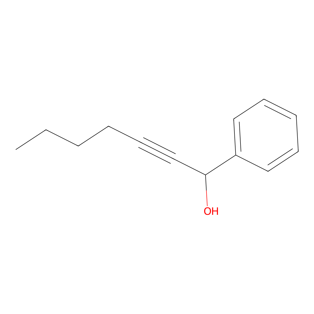 1-Phenyl-2-heptyn-1-ol molecular structure, CAS 2108-51-2