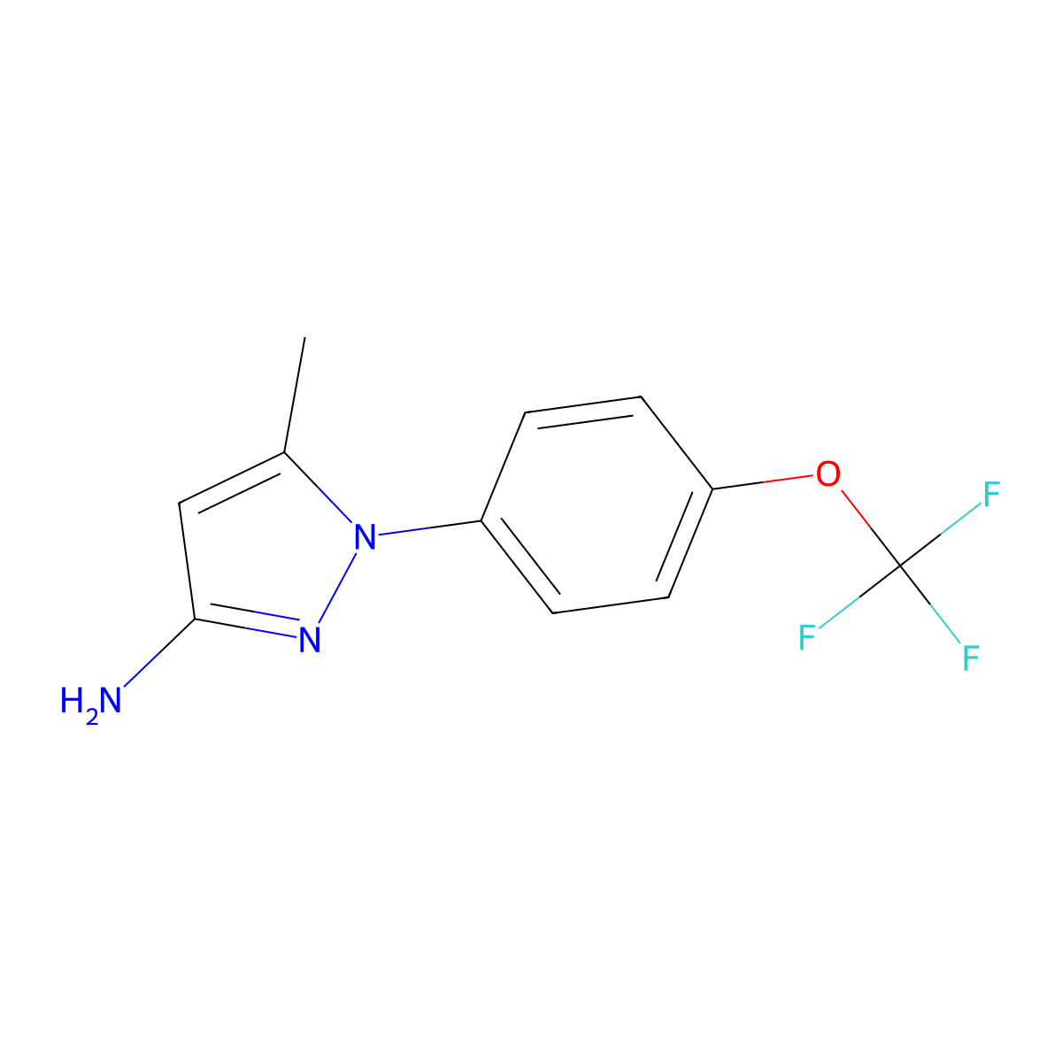 5-Methyl-1-[4-(trifluoromethoxy)phenyl]pyrazol-3-amine molecular structure, CAS 2108001-92-7