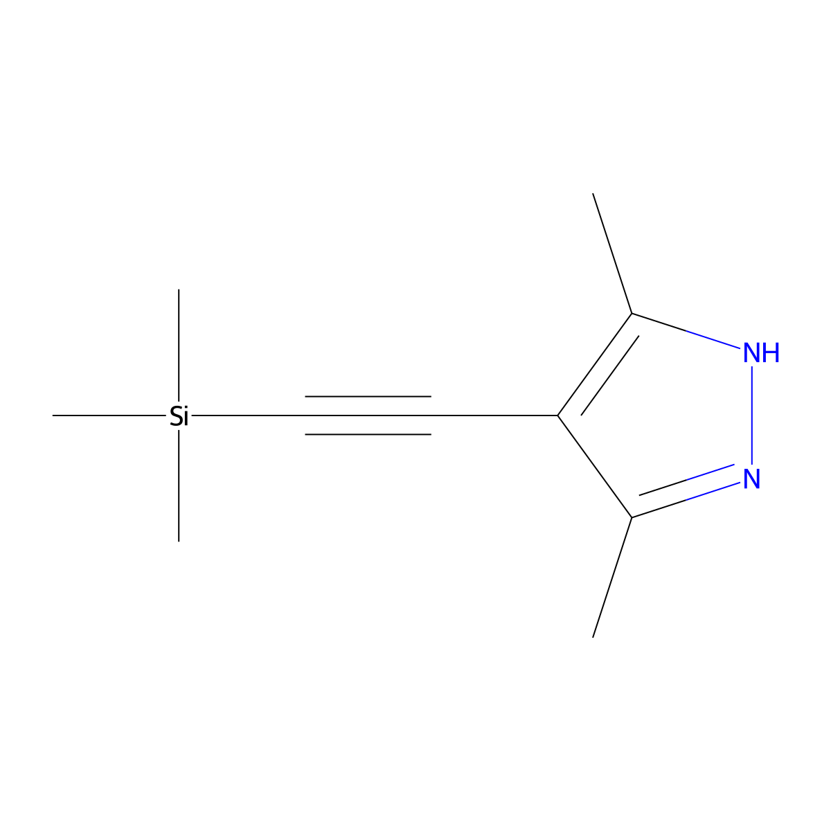 3,5-dimethyl-4-((trimethylsilyl)ethynyl)-1H-pyrazole molecular structure, CAS 2108002-16-8