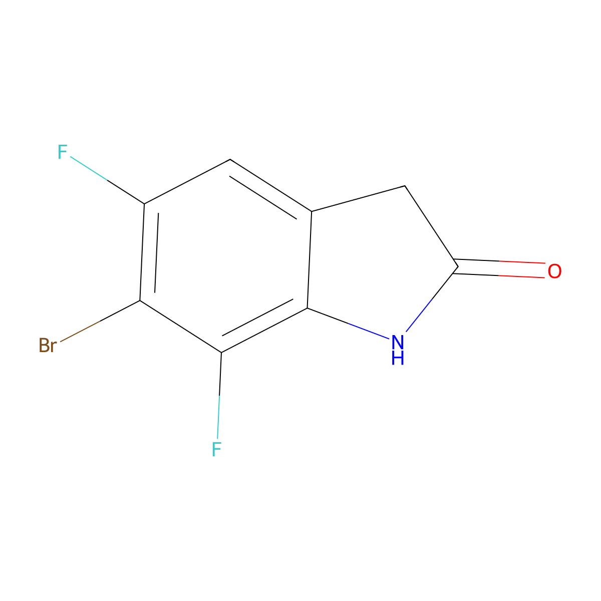 6-bromo-5,7-difluoro-2,3-dihydro-1H-indol-2-one molecular structure, CAS 2108043-77-0
