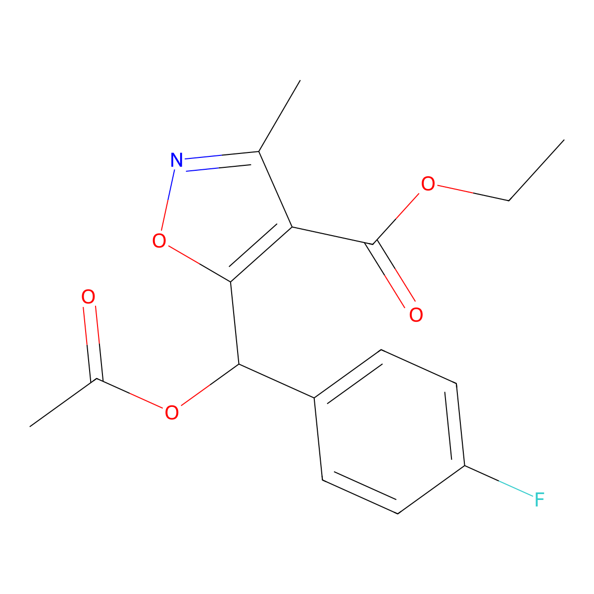 Ethyl 5-(acetoxy(4-fluorophenyl)methyl)-3-methylisoxazole-4-carboxylate molecular structure, CAS 2108072-89-3