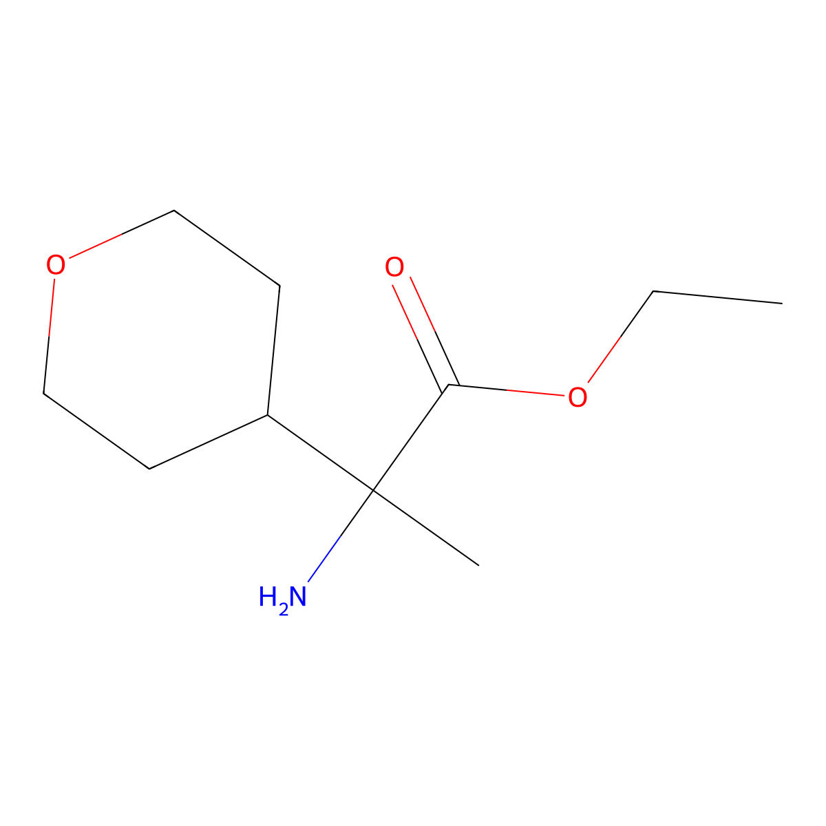 Ethyl 2-amino-2-(oxan-4-yl)propanoate molecular structure, CAS 2108084-06-4