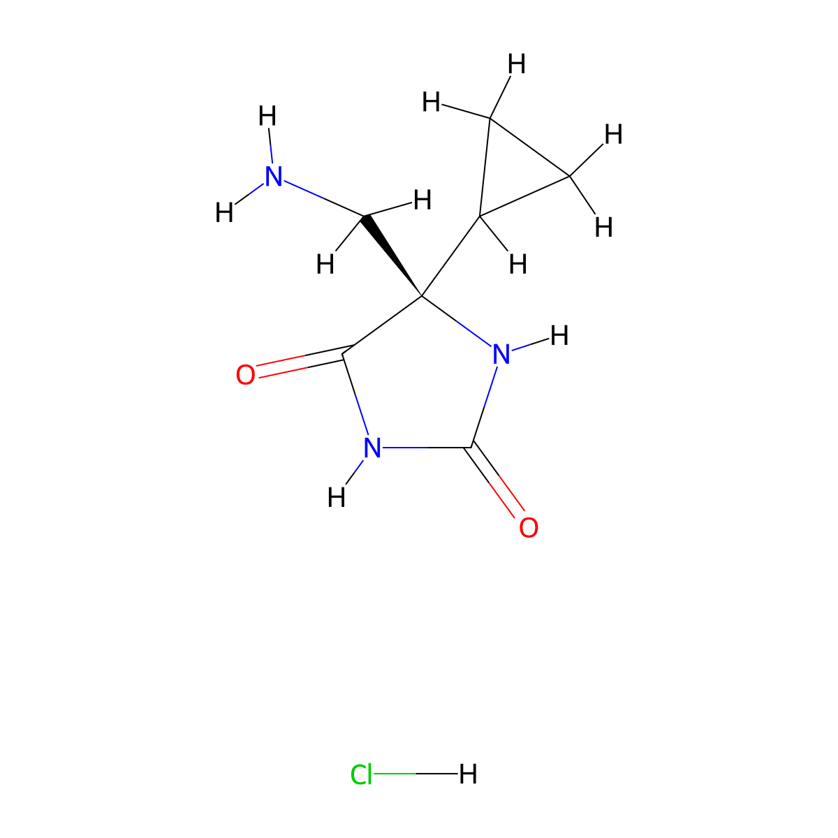 (R)-5-(AminoMethyl)-5-CyclopropylimidazoliDine-2,4-Dione hydroChloride molecular structure, CAS 2108100-60-1