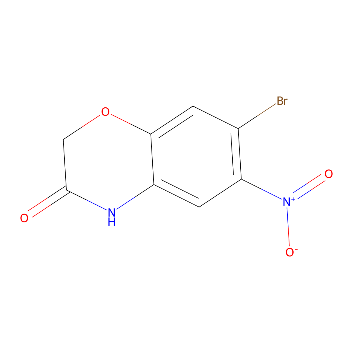 7-bromo-6-nitro-3,4-dihydro-2H-1,4-benzoxazin-3-one molecular structure, CAS 2108100-75-8