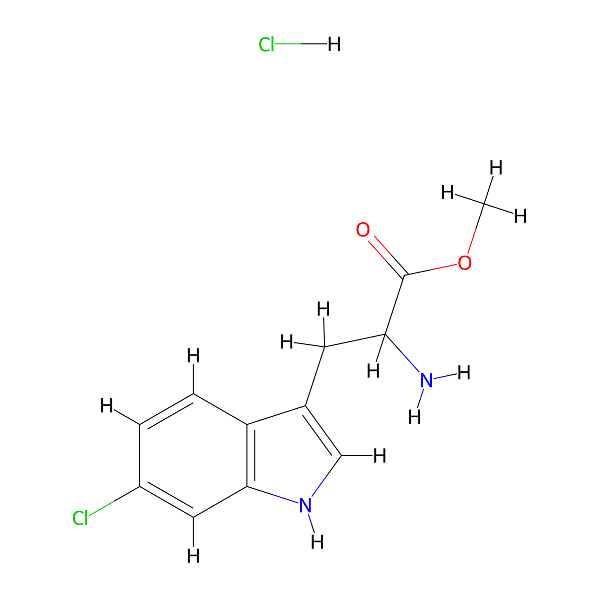 methyl 2-amino-3-(6-chloro-1H-indol-3-yl)propanoate hydrochloride molecular structure, CAS 2108118-84-7