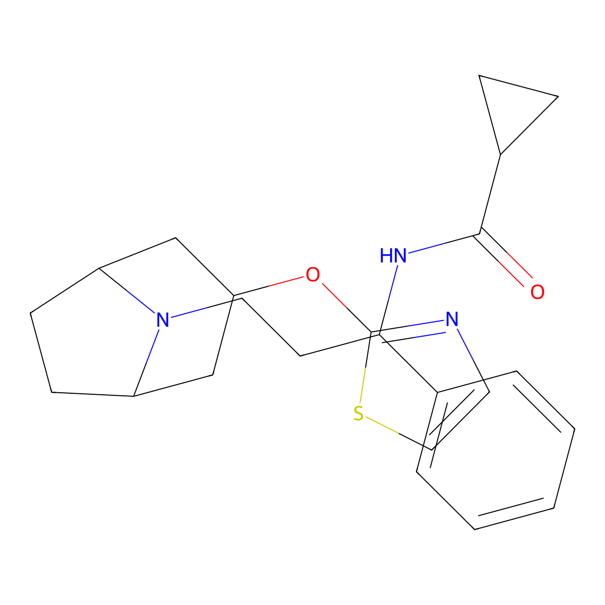 N-(1-phenyl-3-((1R,5S)-3-(thiazol-2-yloxy)-8-azabicyclo[3.2.1]octan-8-yl)propyl)cyclopropanecarboxamide molecular structure, CAS 2108137-27-3