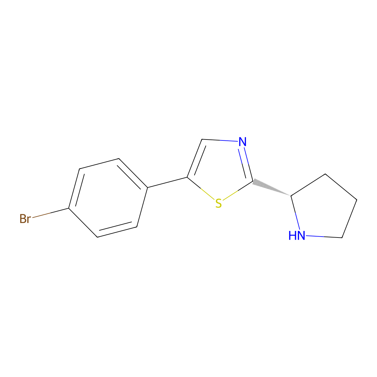 (S)-5-(4-bromophenyl)-2-(pyrrolidin-2-yl)thiazole molecular structure, CAS 2108139-20-2