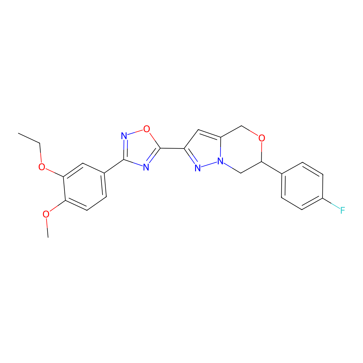 2-[3-(3-ethoxy-4-methoxyphenyl)-1,2,4-oxadiazol-5-yl]-6-(4-fluorophenyl)-6,7-dihydro-4H-pyrazolo[5,1-c][1,4]oxazine molecular structure, CAS 2108140-81-2