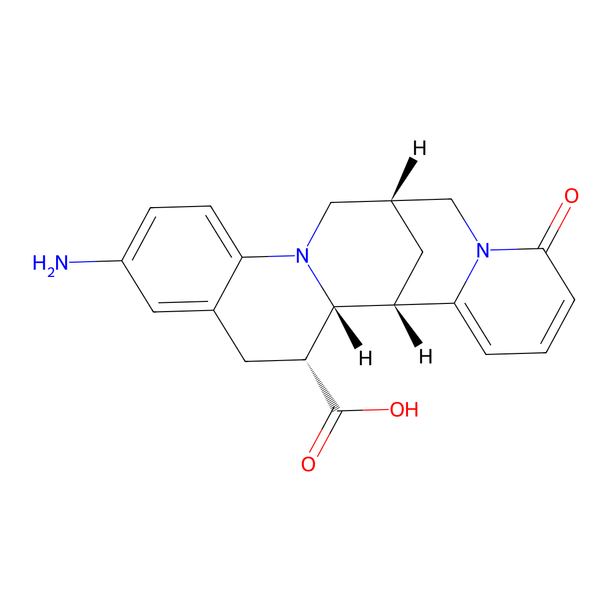 (1R,9R,16S,16aR)-4-amino-12-oxo-1,9,10,12,16,16a-hexahydro-2H,8H-9,16-methanopyrido[2',1':4,5][1,5]diazocino[1,2-a]quinoline-1-carboxylic acid molecular structure, CAS 2108156-16-5