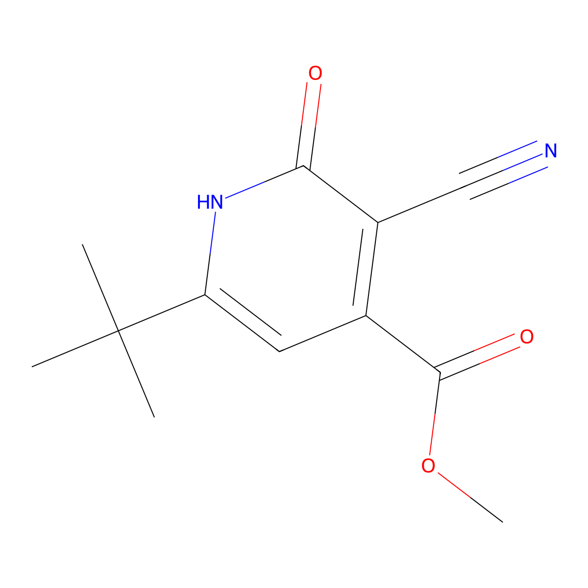 Methyl 6-tert-butyl-3-cyano-2-oxo-1,2-dihydro-4-pyridinecarboxylate molecular structure, CAS 2108156-28-9