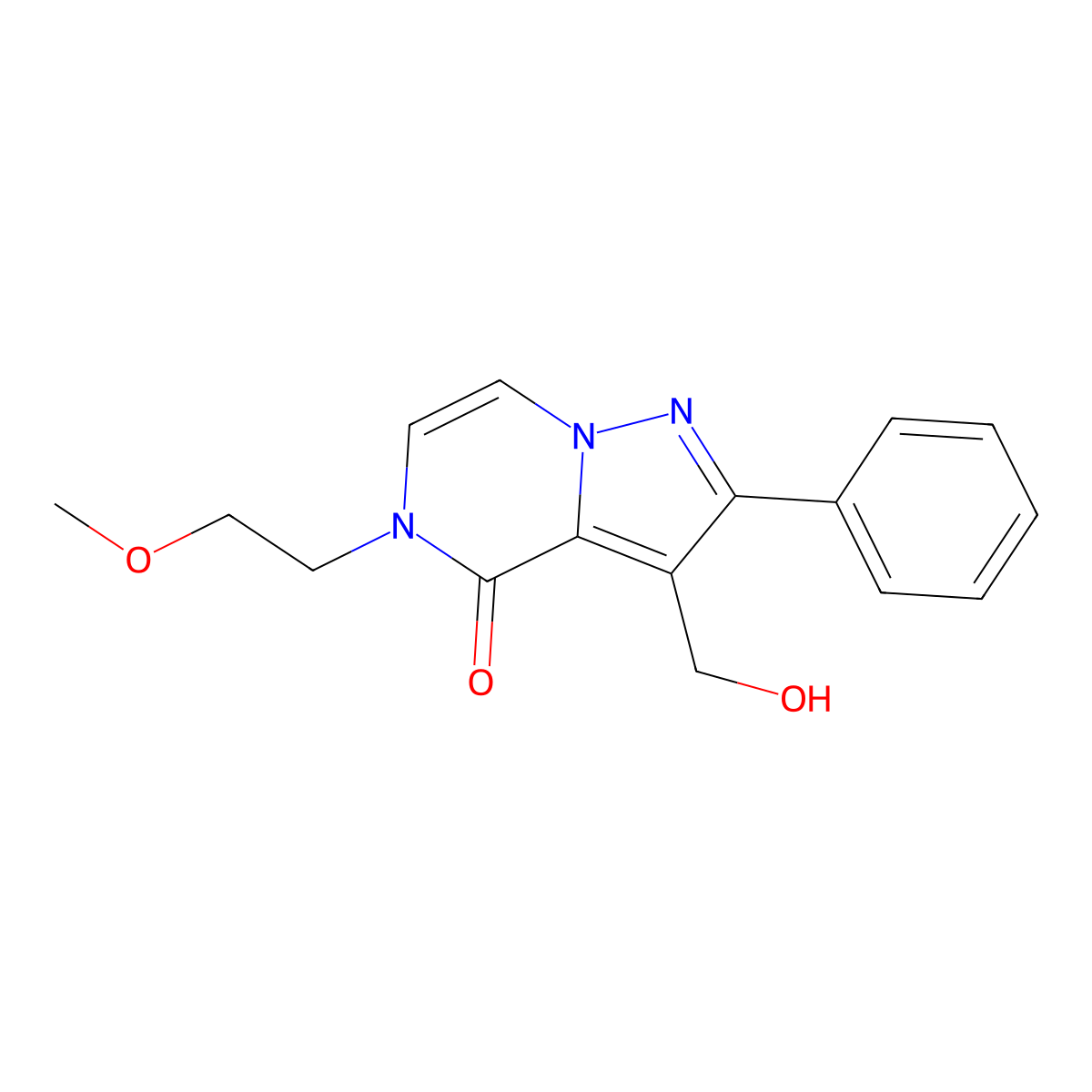 3-(hydroxymethyl)-5-(2-methoxyethyl)-2-phenylpyrazolo[1,5-a]pyrazin-4(5H)-one molecular structure, CAS 2108175-39-7