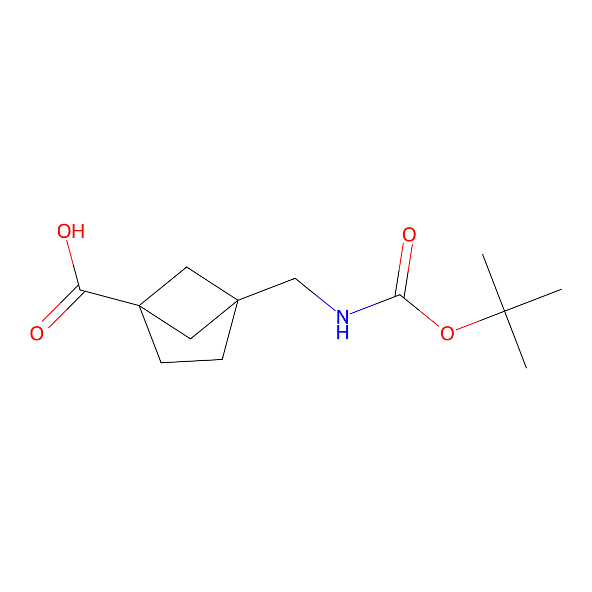 4-((((Tert-butoxy)carbonyl)amino)methyl)bicyclo(2.1.1)hexane-1-carboxylic acid molecular structure, CAS 2108194-57-4