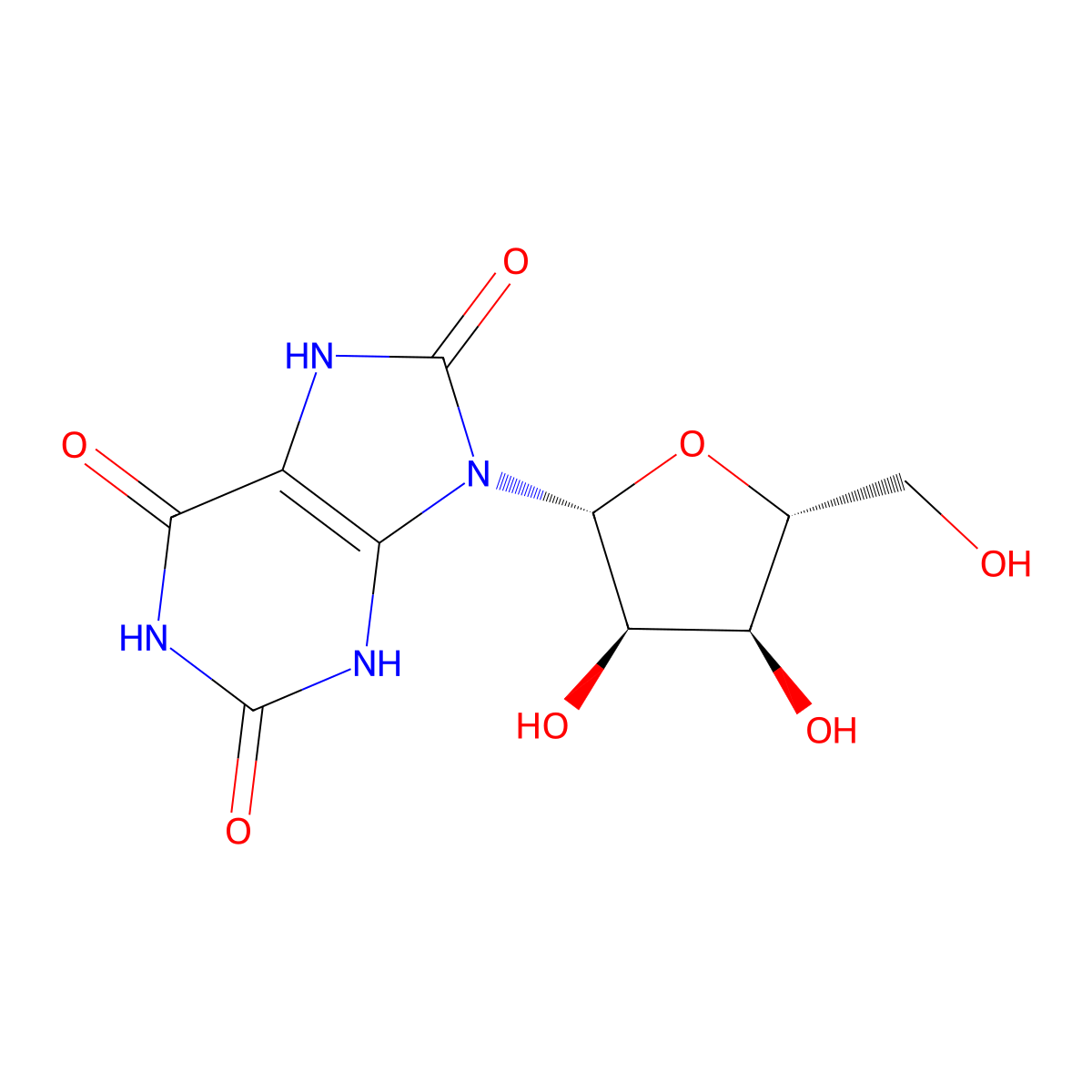 9-N-ribofuranosyluric acid molecular structure, CAS 21082-30-4