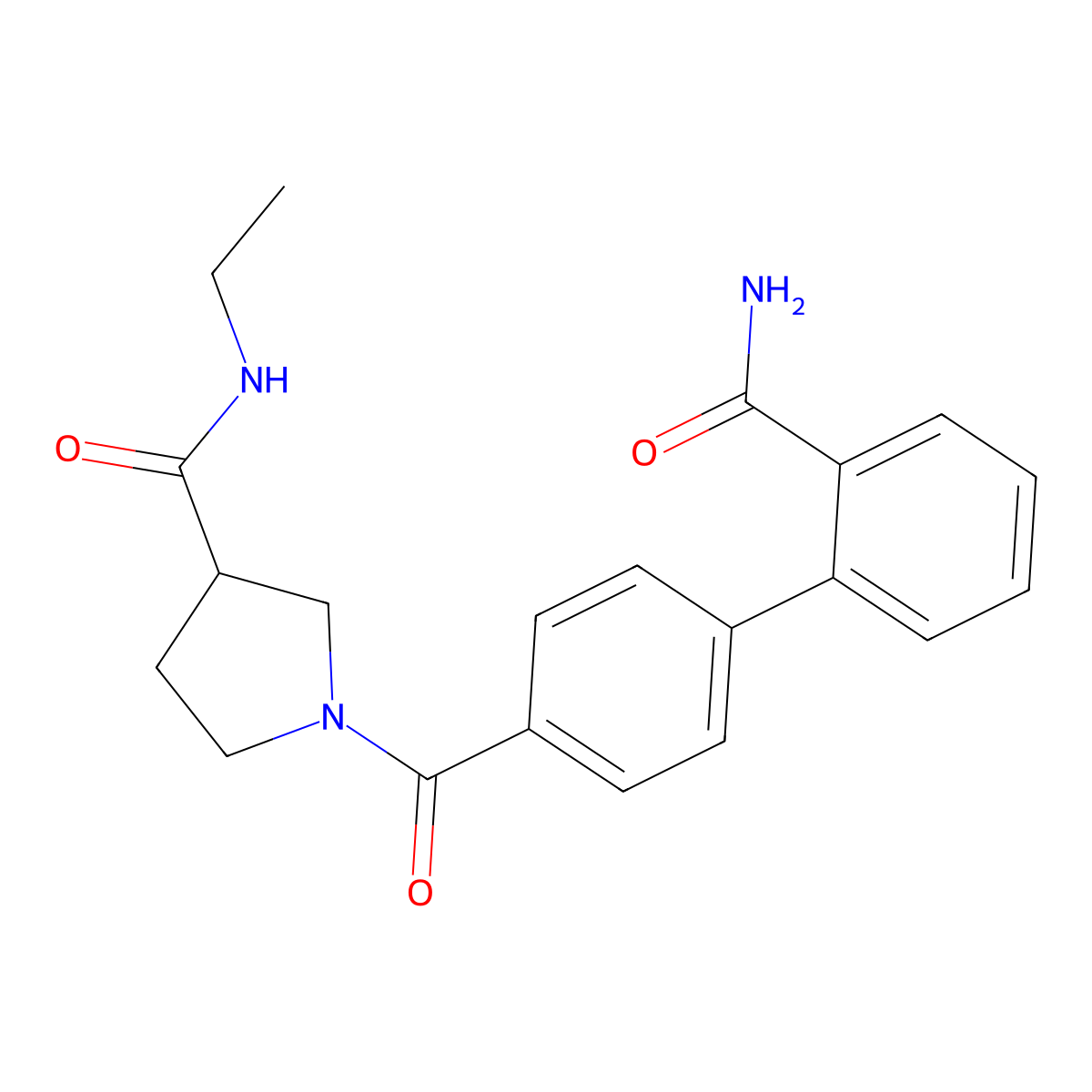 1-[4-(2-Carbamoylphenyl)benzoyl]-N-ethylpyrrolidine-3-carboxamide molecular structure, CAS 2108200-00-4