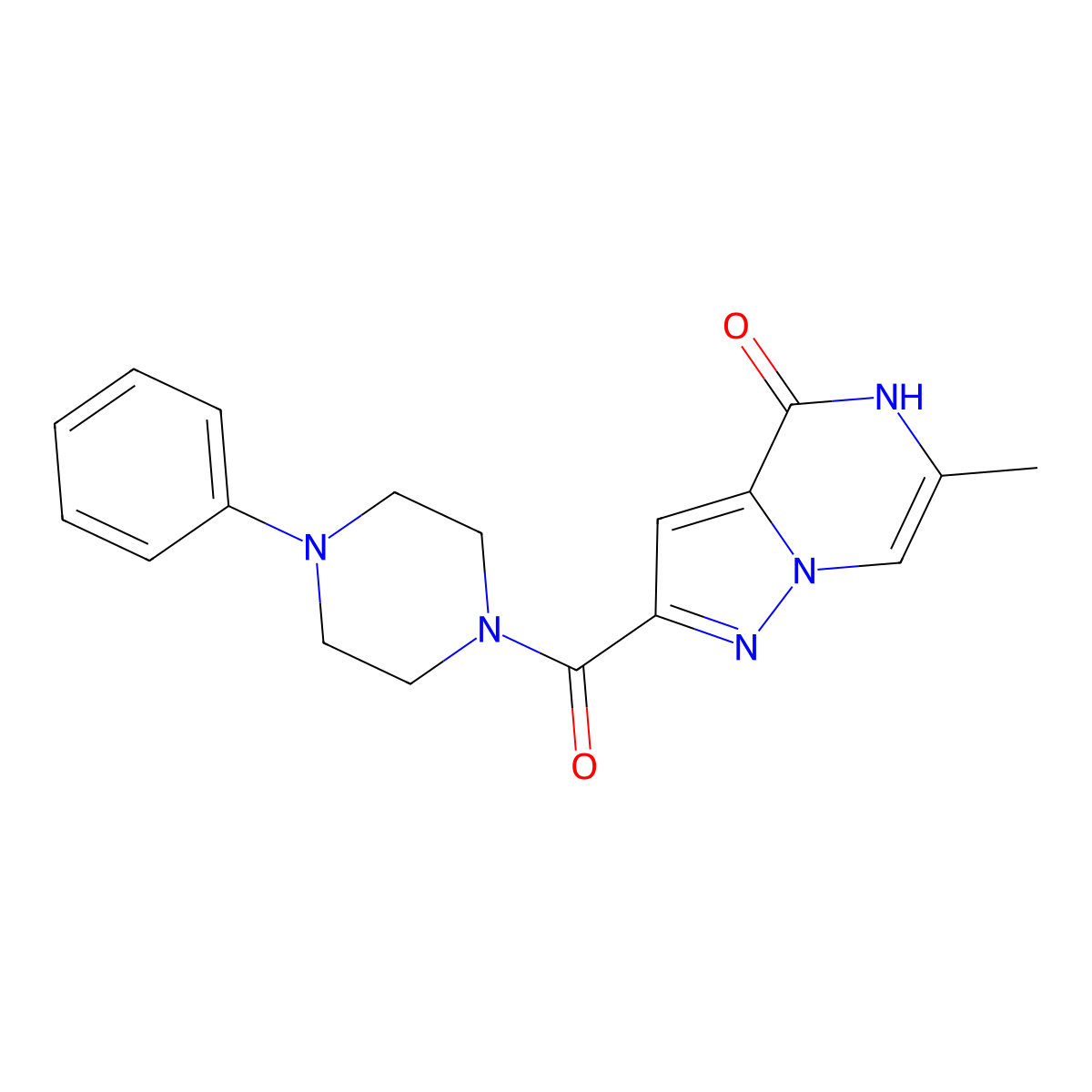 6-methyl-2-[(4-phenylpiperazin-1-yl)carbonyl]pyrazolo[1,5-a]pyrazin-4(5H)-one molecular structure, CAS 2108214-89-5