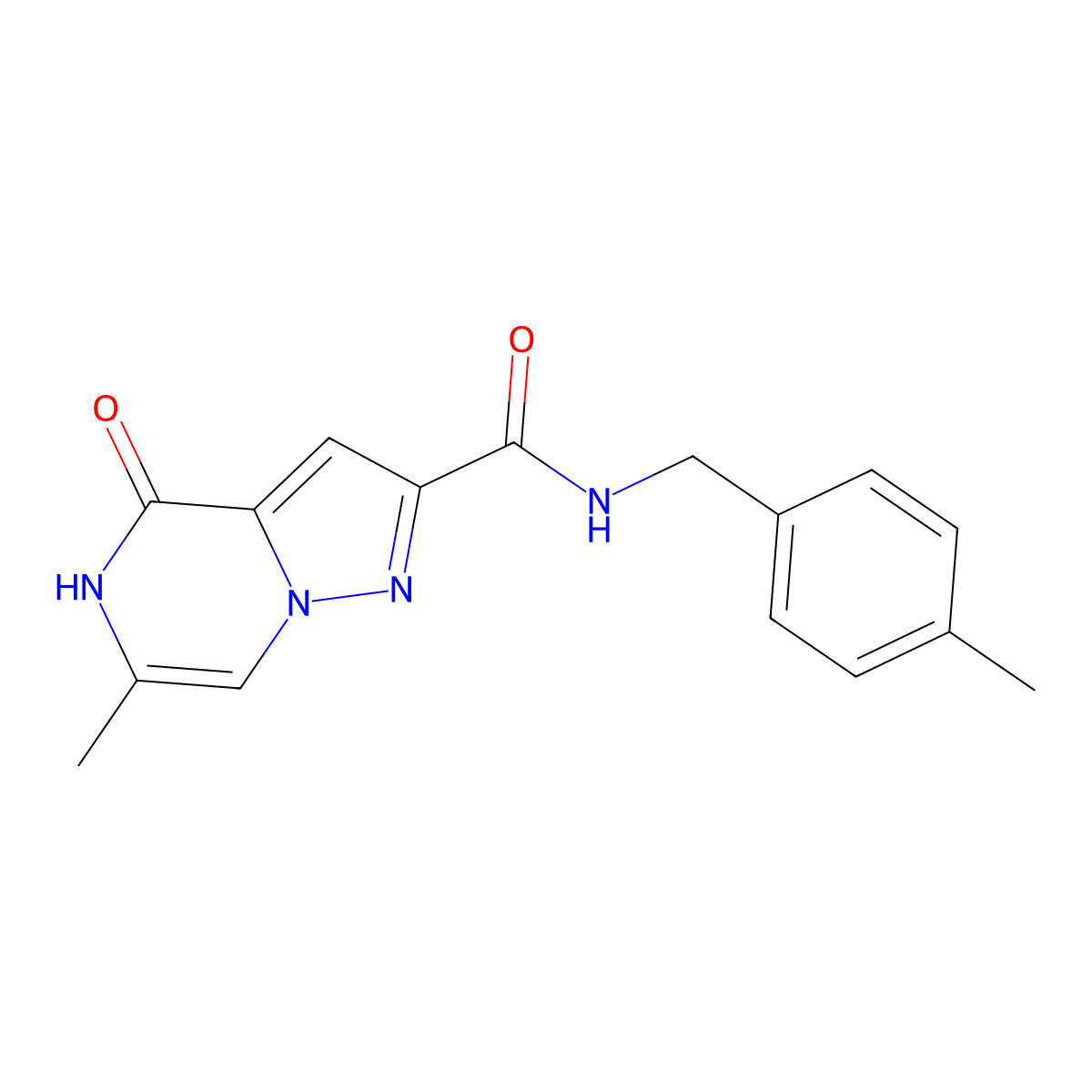 6-methyl-N-(4-methylbenzyl)-4-oxo-4,5-dihydropyrazolo[1,5-a]pyrazine-2-carboxamide molecular structure, CAS 2108214-99-7