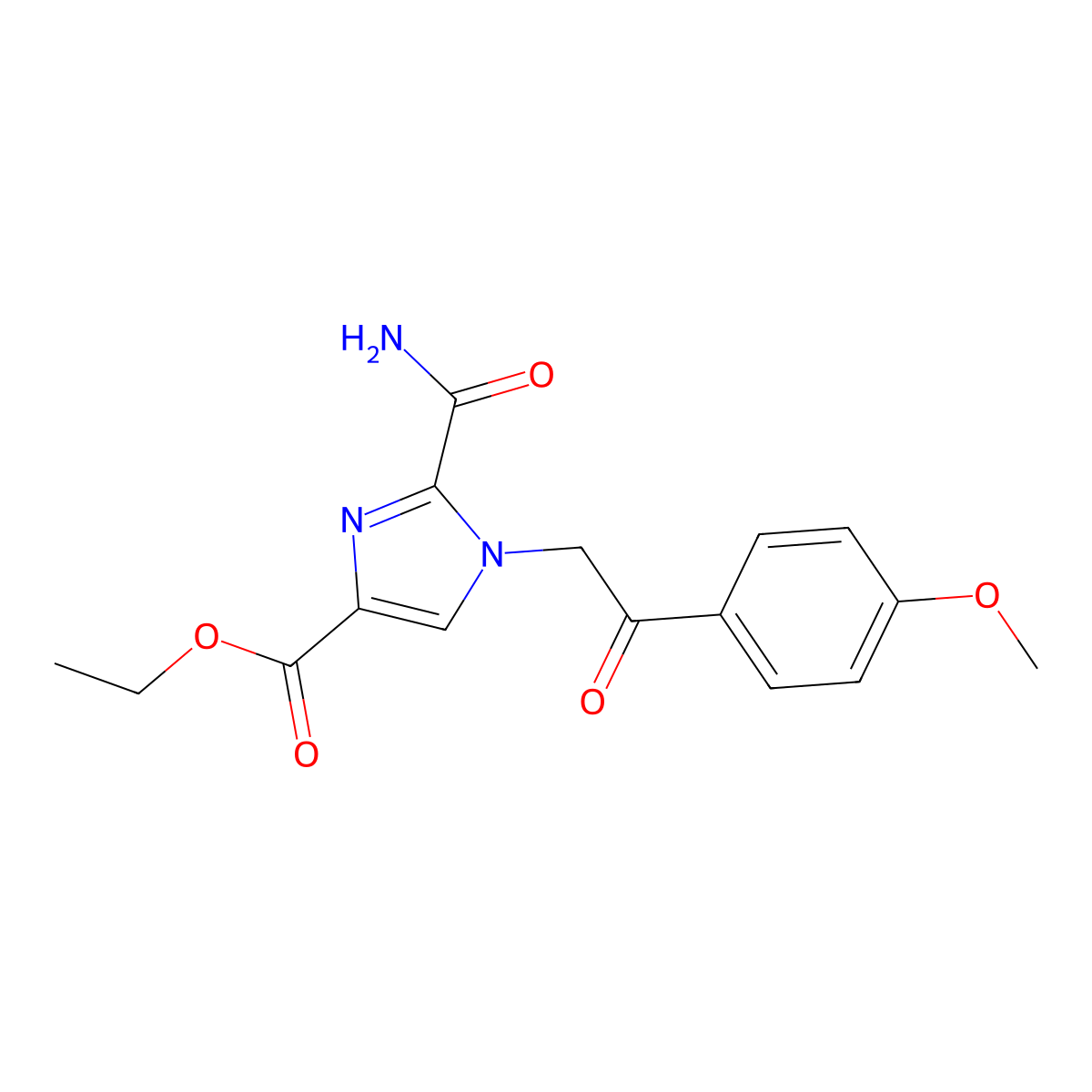 ethyl 2-(aminocarbonyl)-1-[2-(4-methoxyphenyl)-2-oxoethyl]-1H-imidazole-4-carboxylate molecular structure, CAS 2108215-19-4