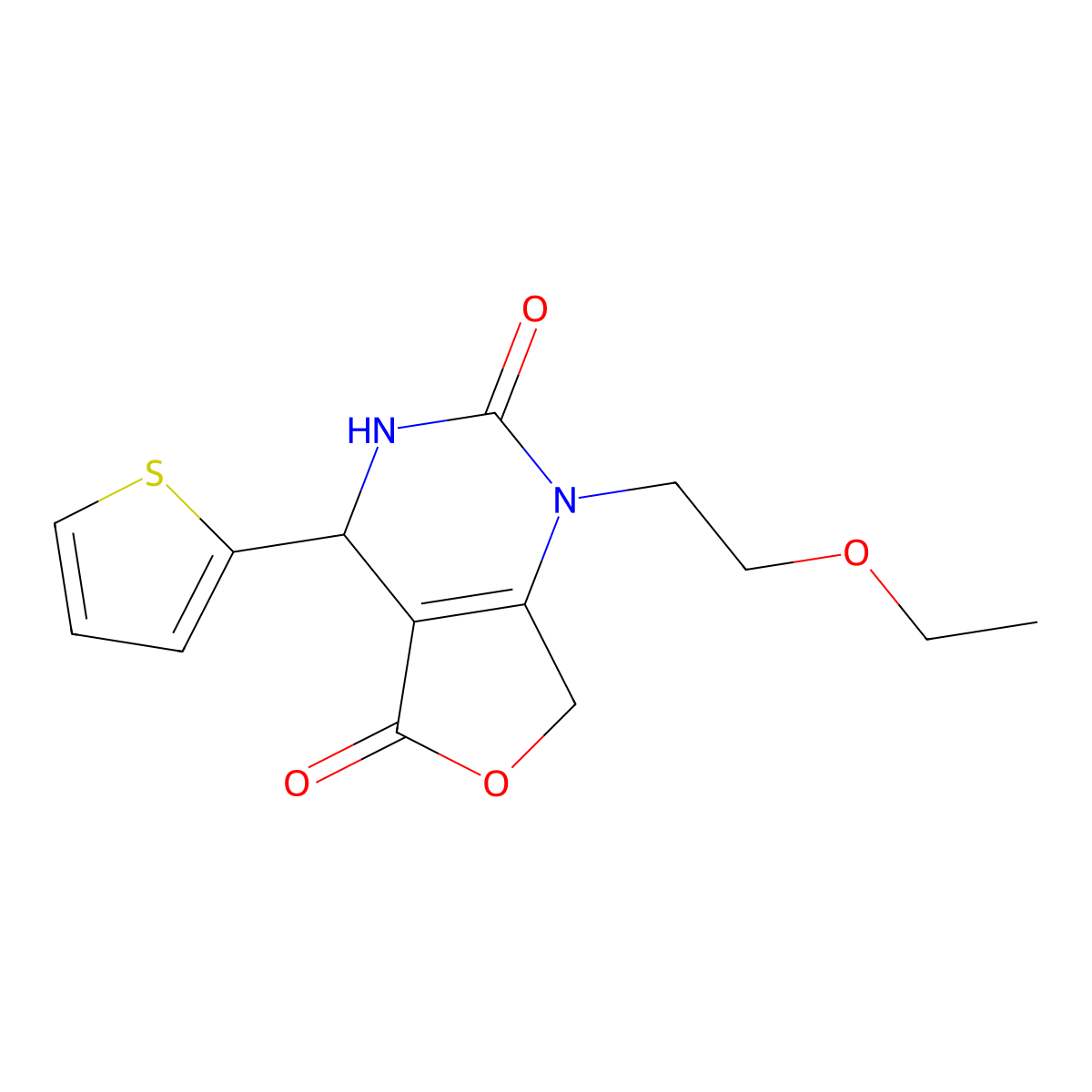 1-(2-ethoxyethyl)-4-(2-thienyl)-4,7-dihydrofuro[3,4-d]pyrimidine-2,5(1H,3H)-dione molecular structure, CAS 2108218-88-6
