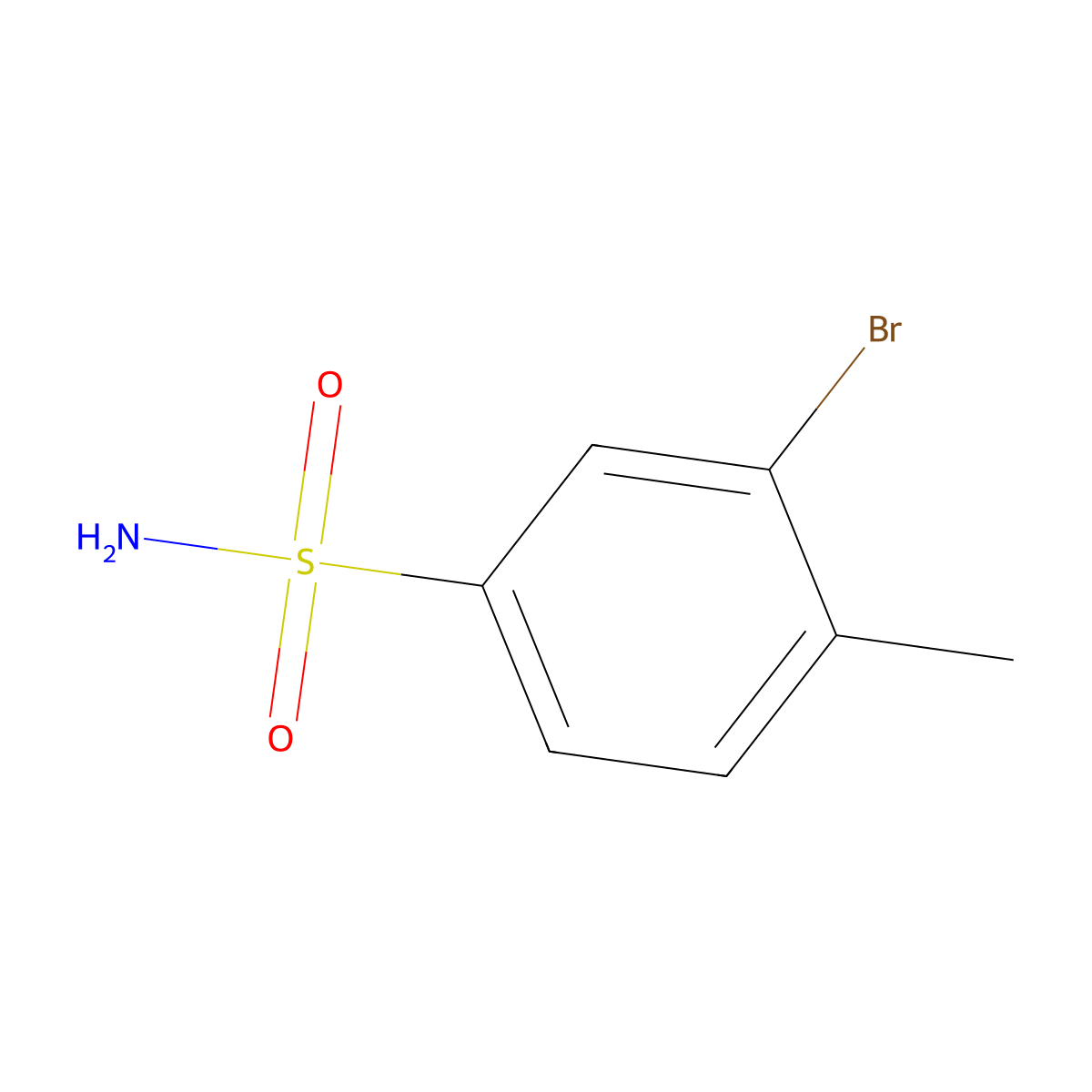 3-Bromo-4-methylbenzene-1-sulfonamide molecular structure, CAS 210824-69-4