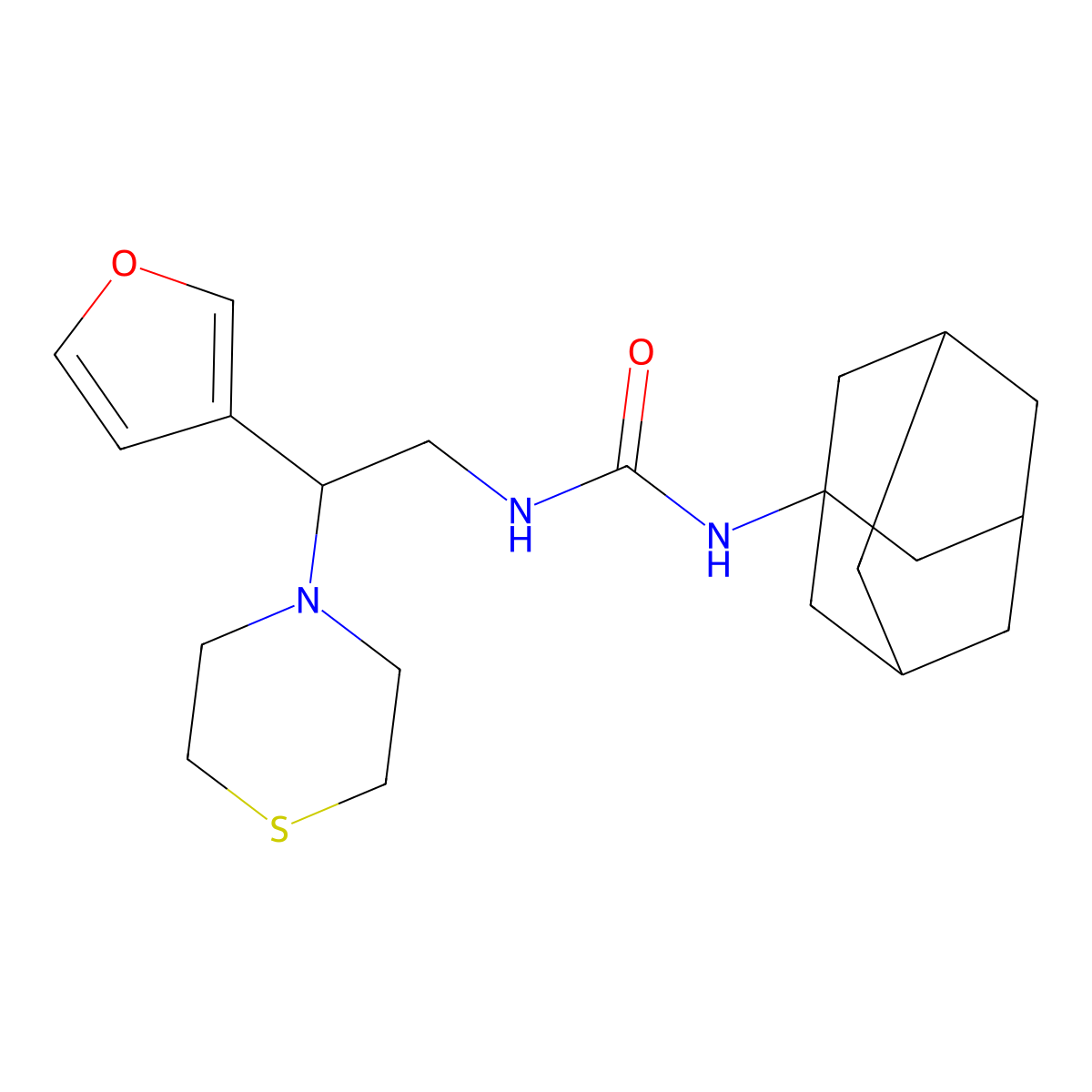1-(Adamantan-1-yl)-3-[2-(furan-3-yl)-2-(thiomorpholin-4-yl)ethyl]urea molecular structure, CAS 2108243-49-6