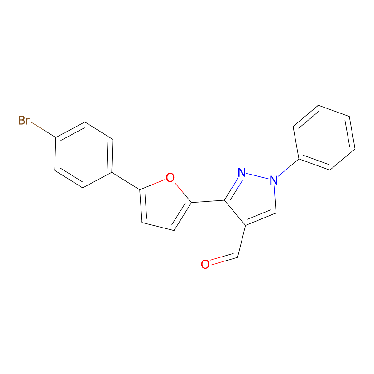 3-[5-(4-bromophenyl)furan-2-yl]-1-phenyl-1H-pyrazole-4-carbaldehyde molecular structure, CAS 210825-09-5