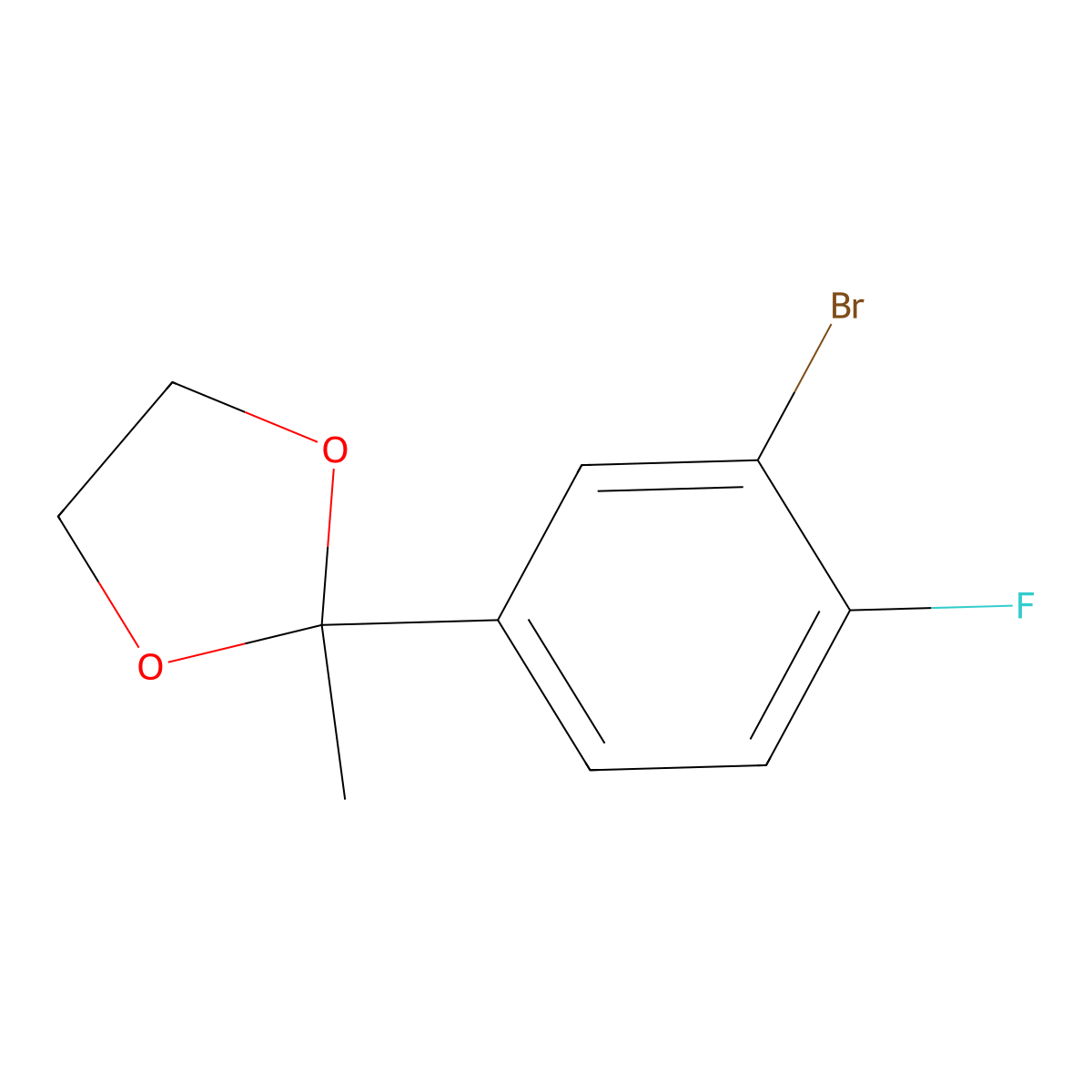 2-(3-Bromo-4-fluorophenyl)-2-methyl-1,3-dioxolane molecular structure, CAS 210826-84-9